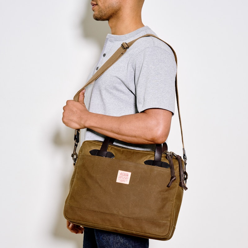 TIN CLOTH COMPACT BRIEFCASE - Dark Tan
