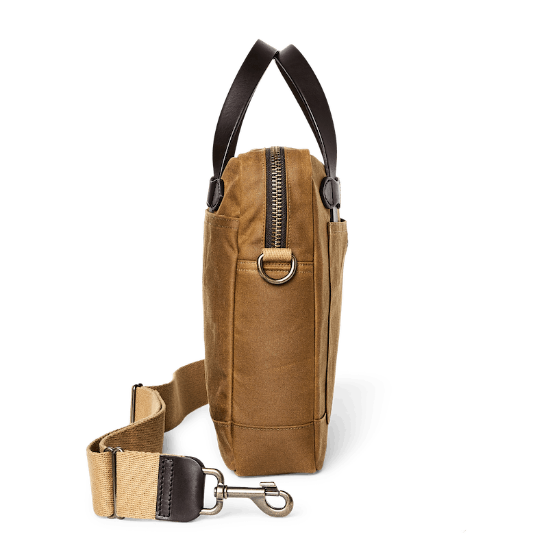 TIN CLOTH COMPACT BRIEFCASE - DARK TAN