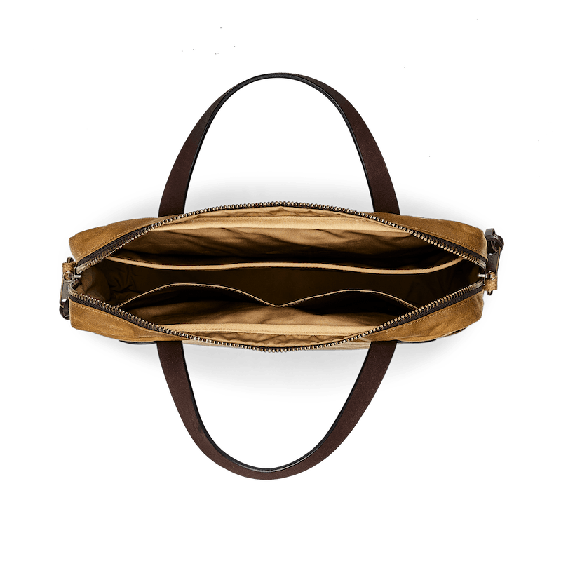 TIN CLOTH COMPACT BRIEFCASE - DARK TAN