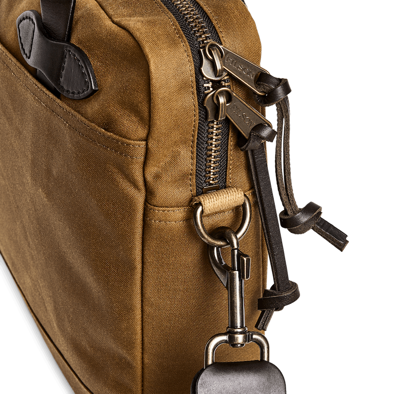TIN CLOTH COMPACT BRIEFCASE - DARK TAN