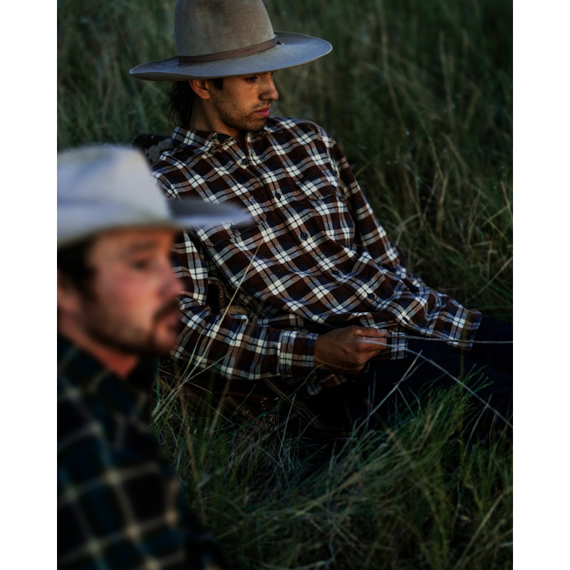 FILED FLANNEL SHIRT - BROWN / GRAY