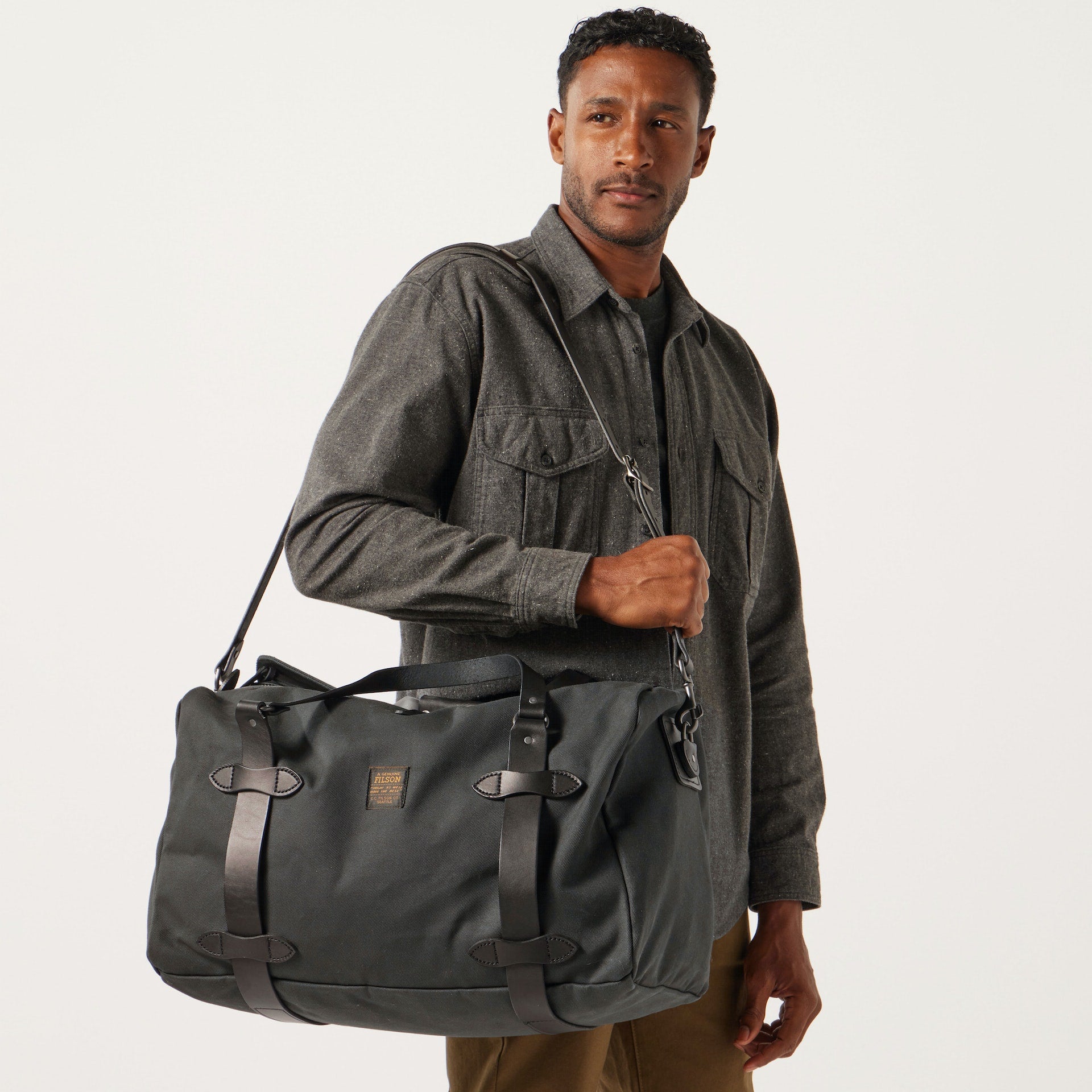 MEDIUM RUGGED TWILL DUFFLE BAG - FADED BLACK