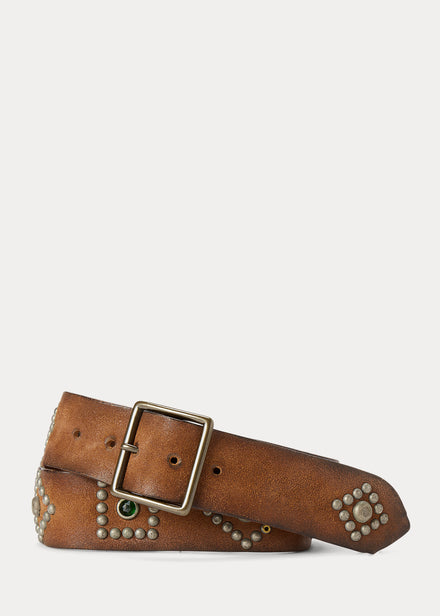 Studded Roughout Leather Belt