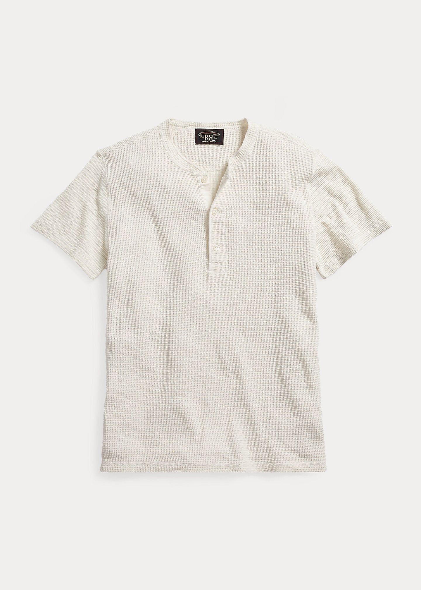 RRL Waffle-Knit Short-Sleeve Henley Shirt - Paper White