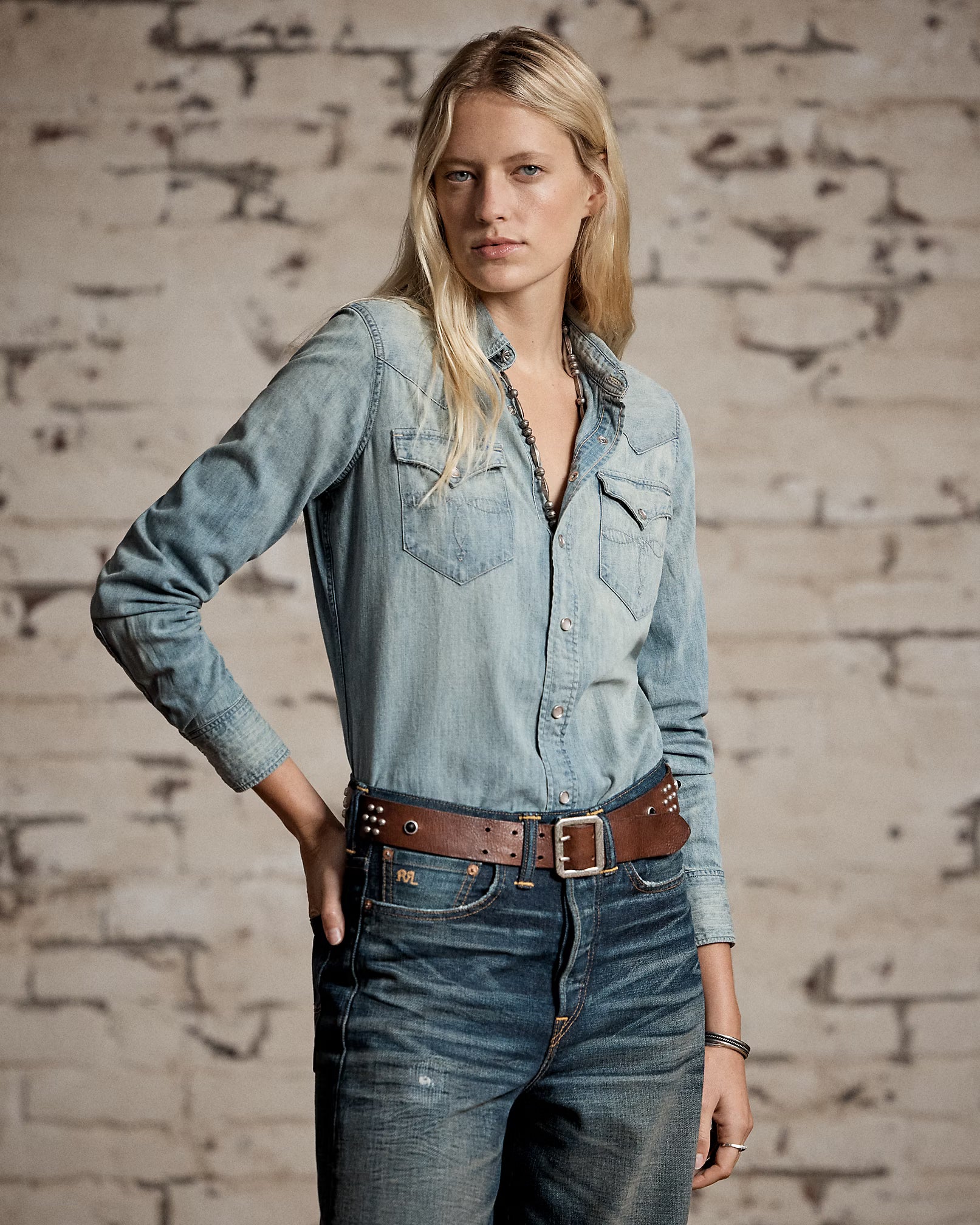 RRL Indigo Denim Western Shirt