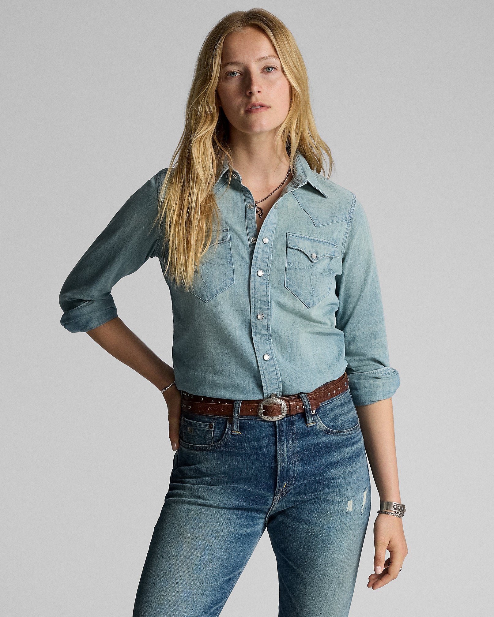 RRL Indigo Denim Western Shirt