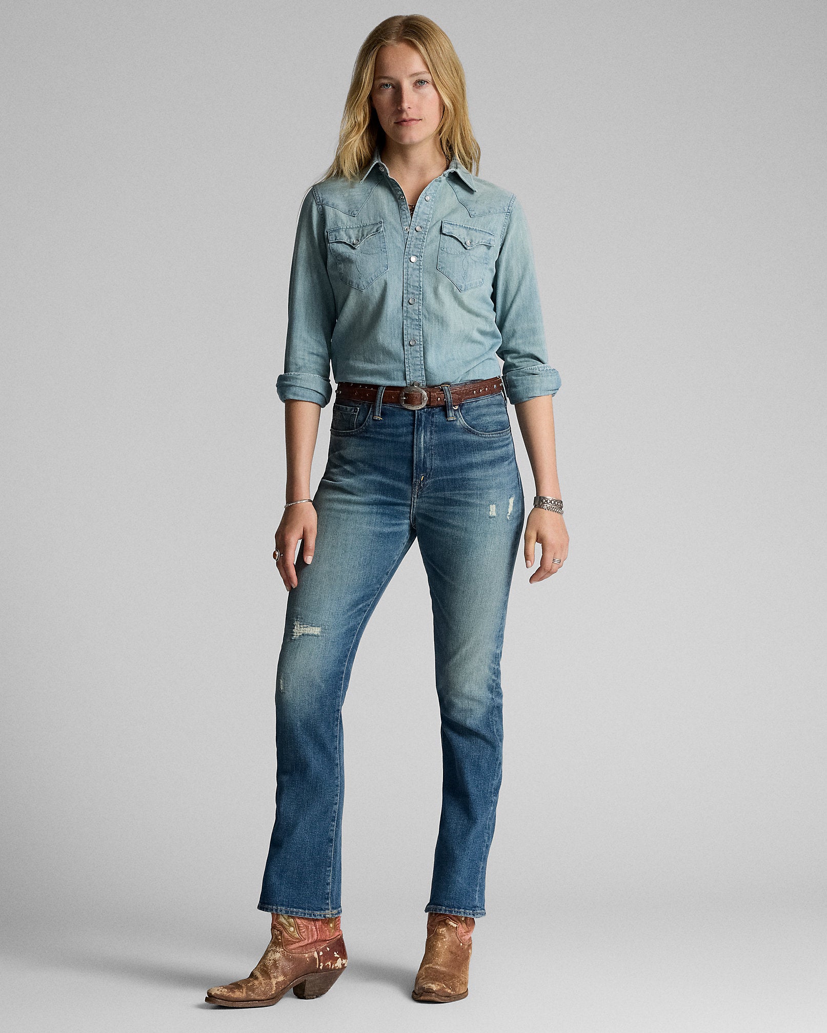 RRL Indigo Denim Western Shirt