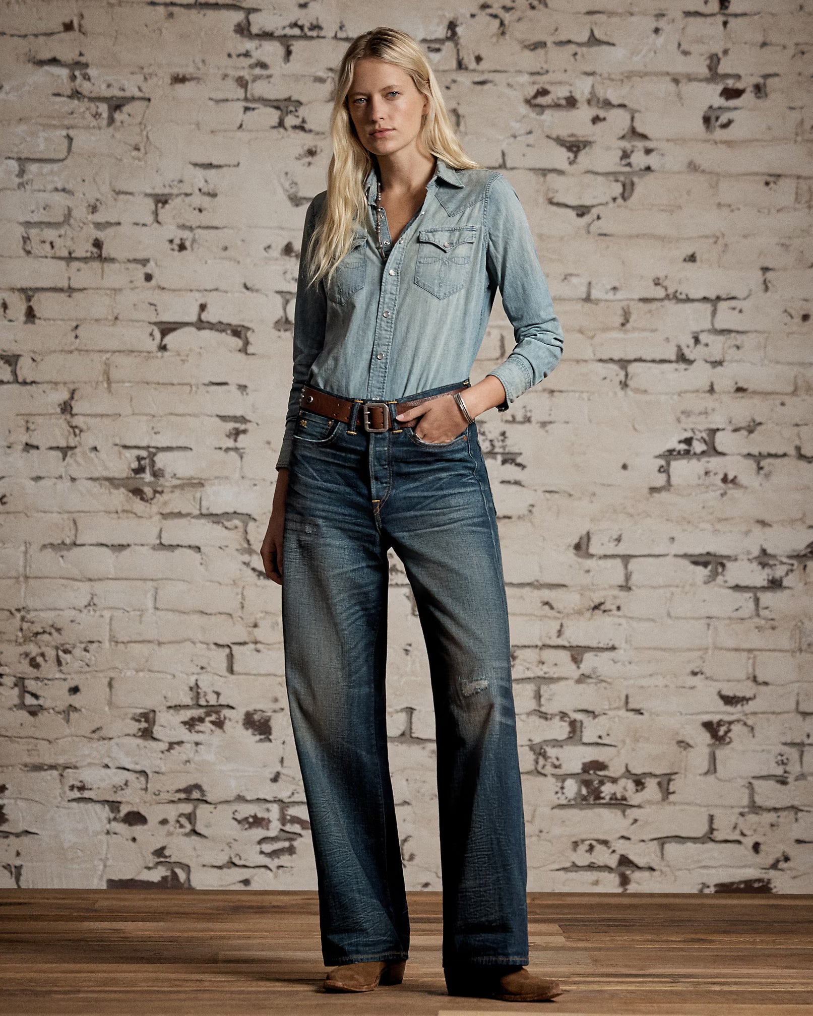 RRL Indigo Denim Western Shirt