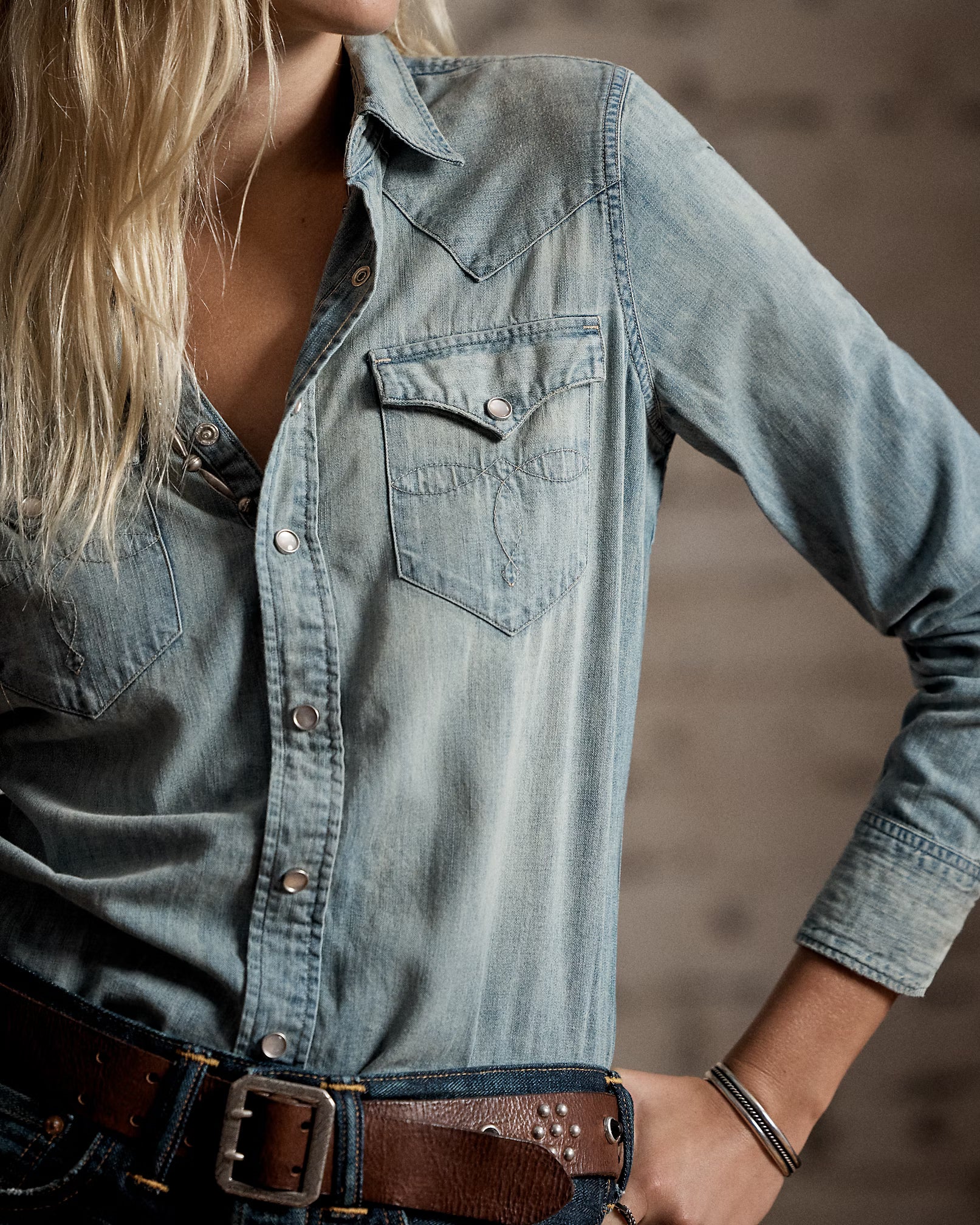 RRL Indigo Denim Western Shirt