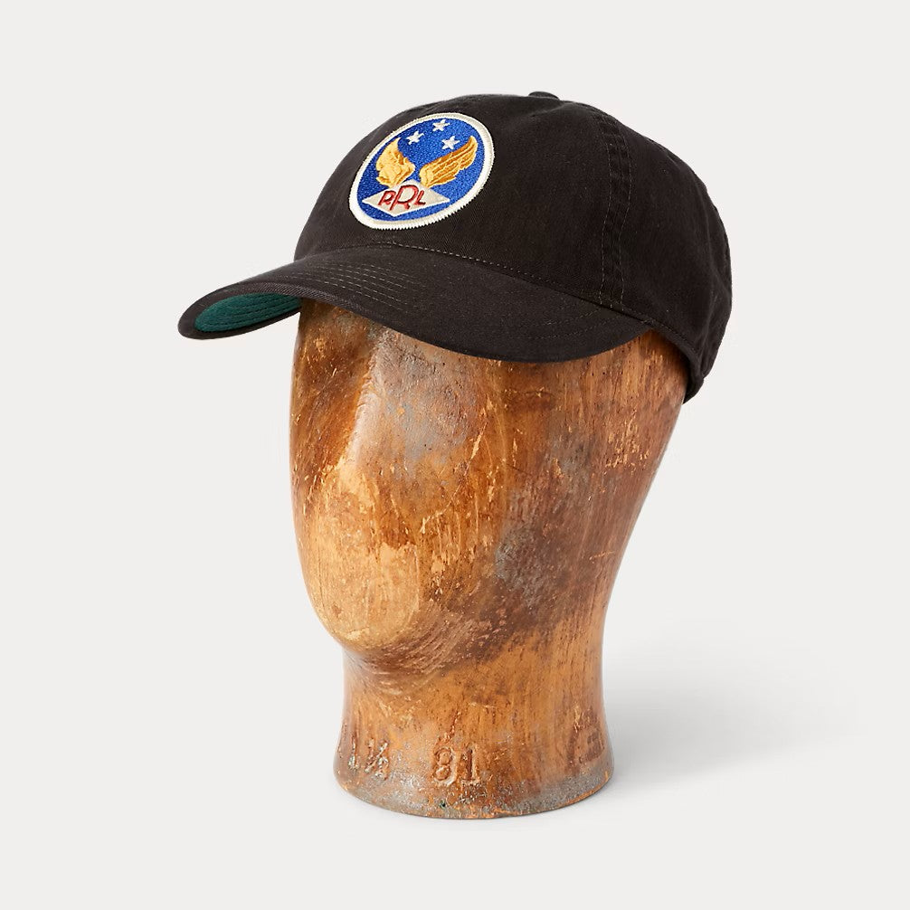 RRL Winged-Logo Twill Ball Cap - Black