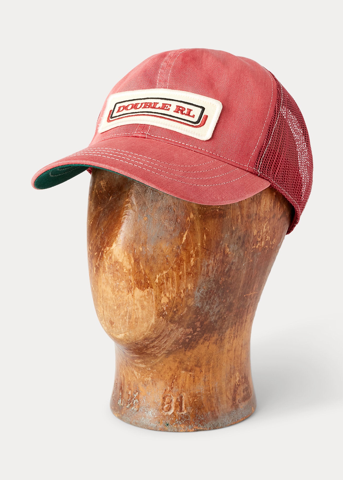 RRL Logo-Patch Twill Trucker Cap - Faded Red