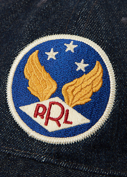 RRL Winged-Logo Denim Ball Cap