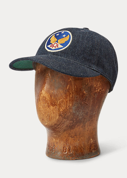 RRL Winged-Logo Denim Ball Cap