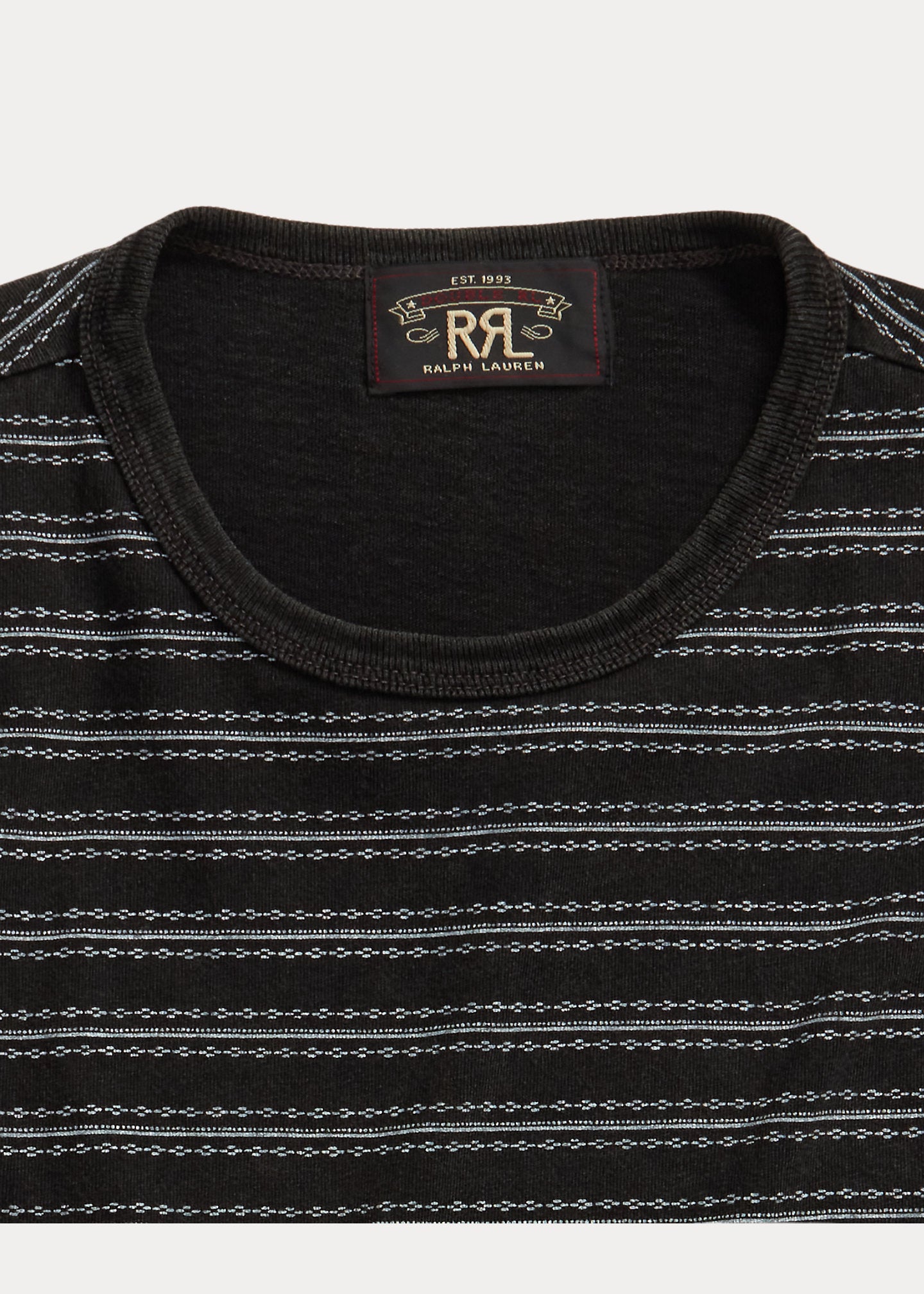 RRL Striped Jersey Crewneck T-Shirt - Black Multi
