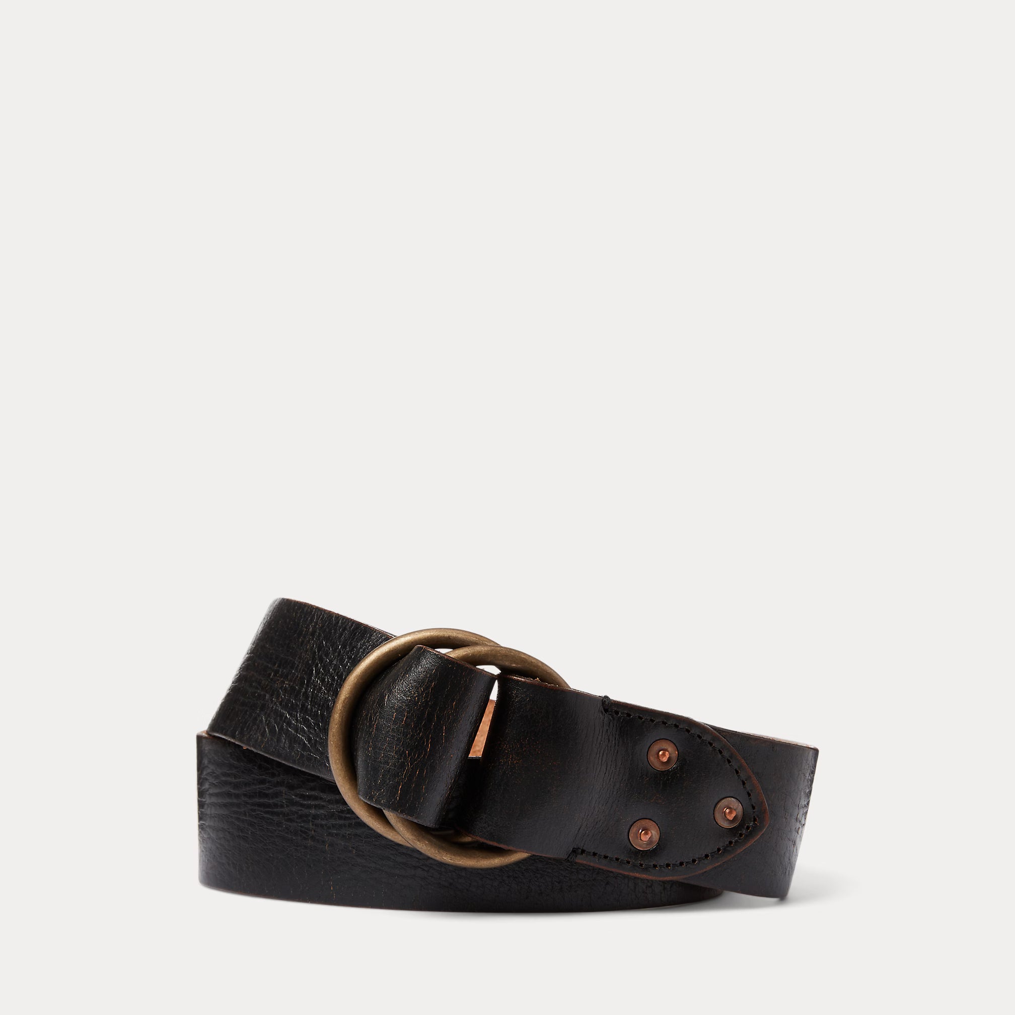 RRL Leather Double–O-Ring Belt
