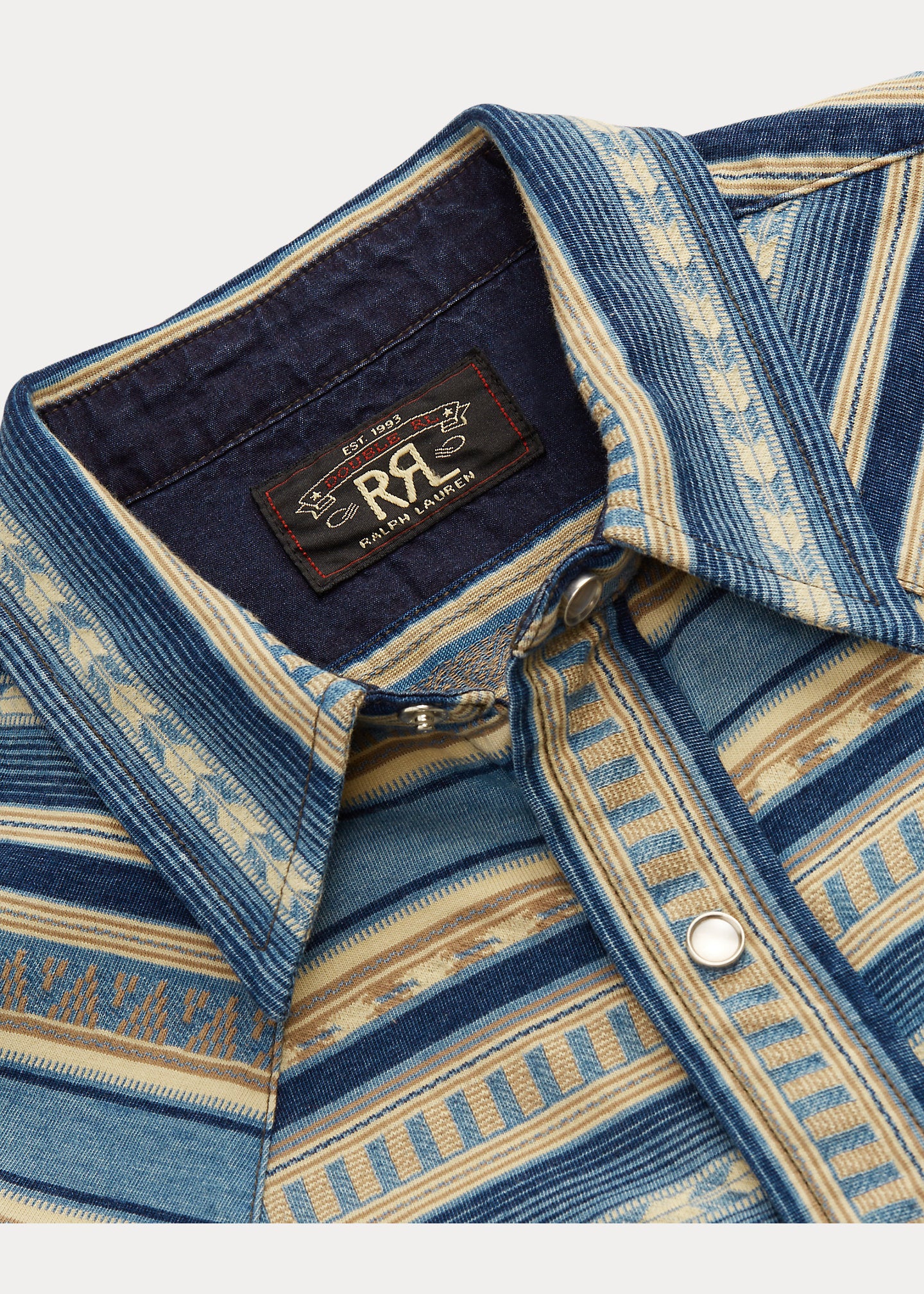 RRL Slim Fit Indigo Jacquard Western Shirt