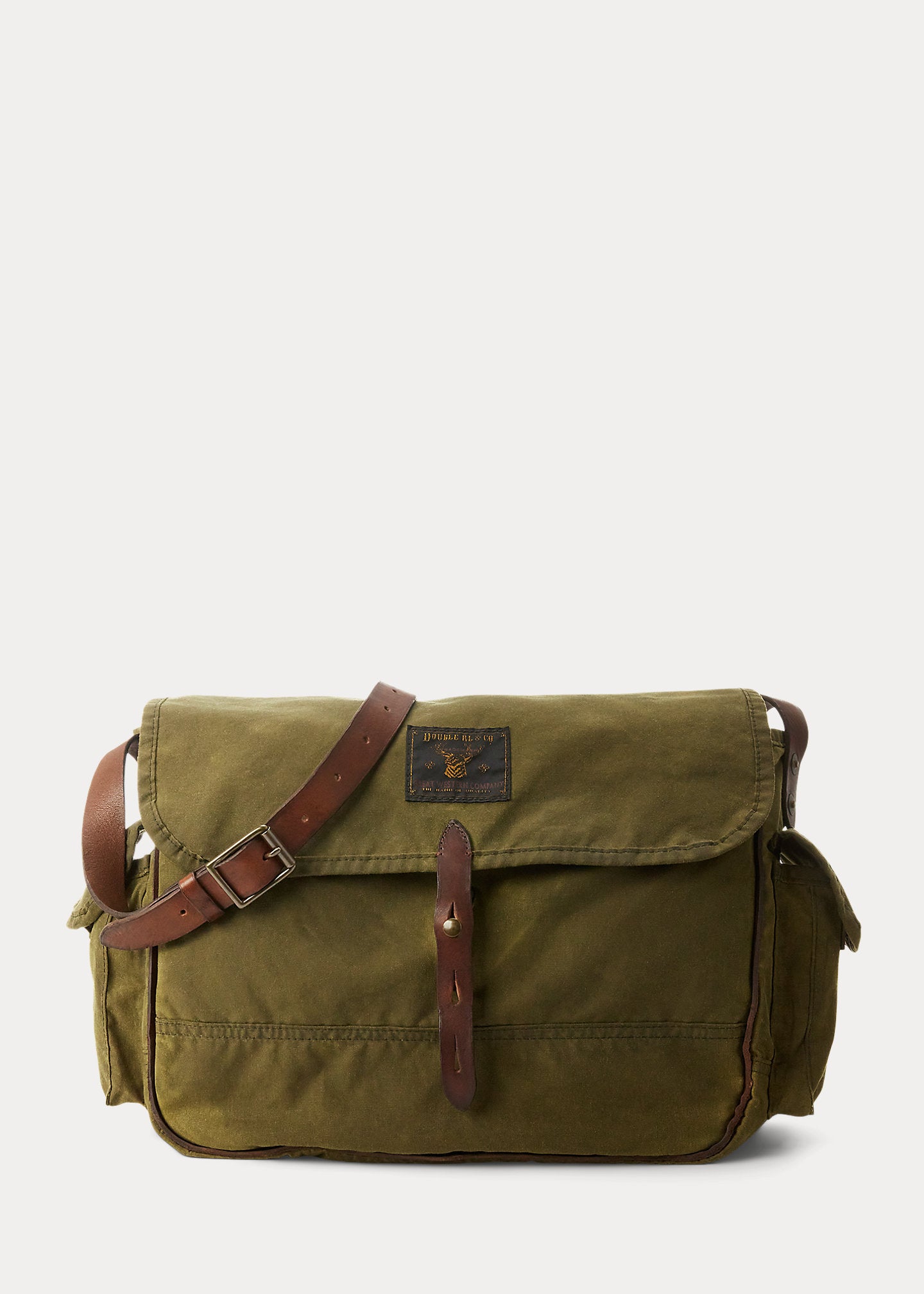 RRL OIL CLOTH/LEATHER AMMUNITION MESSENGER BAG