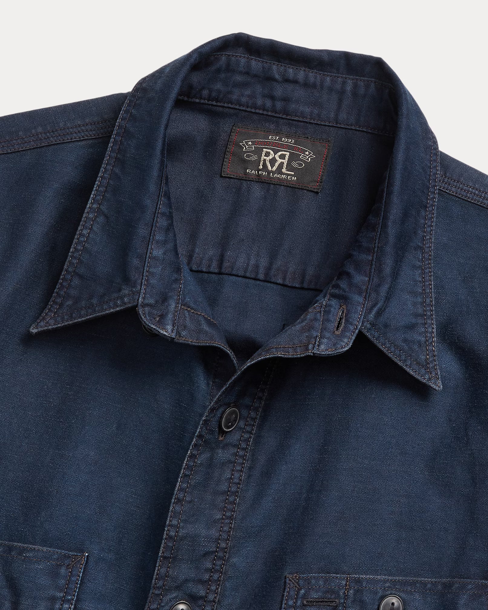 RRL Indigo Cotton-Linen Sateen Workshirt