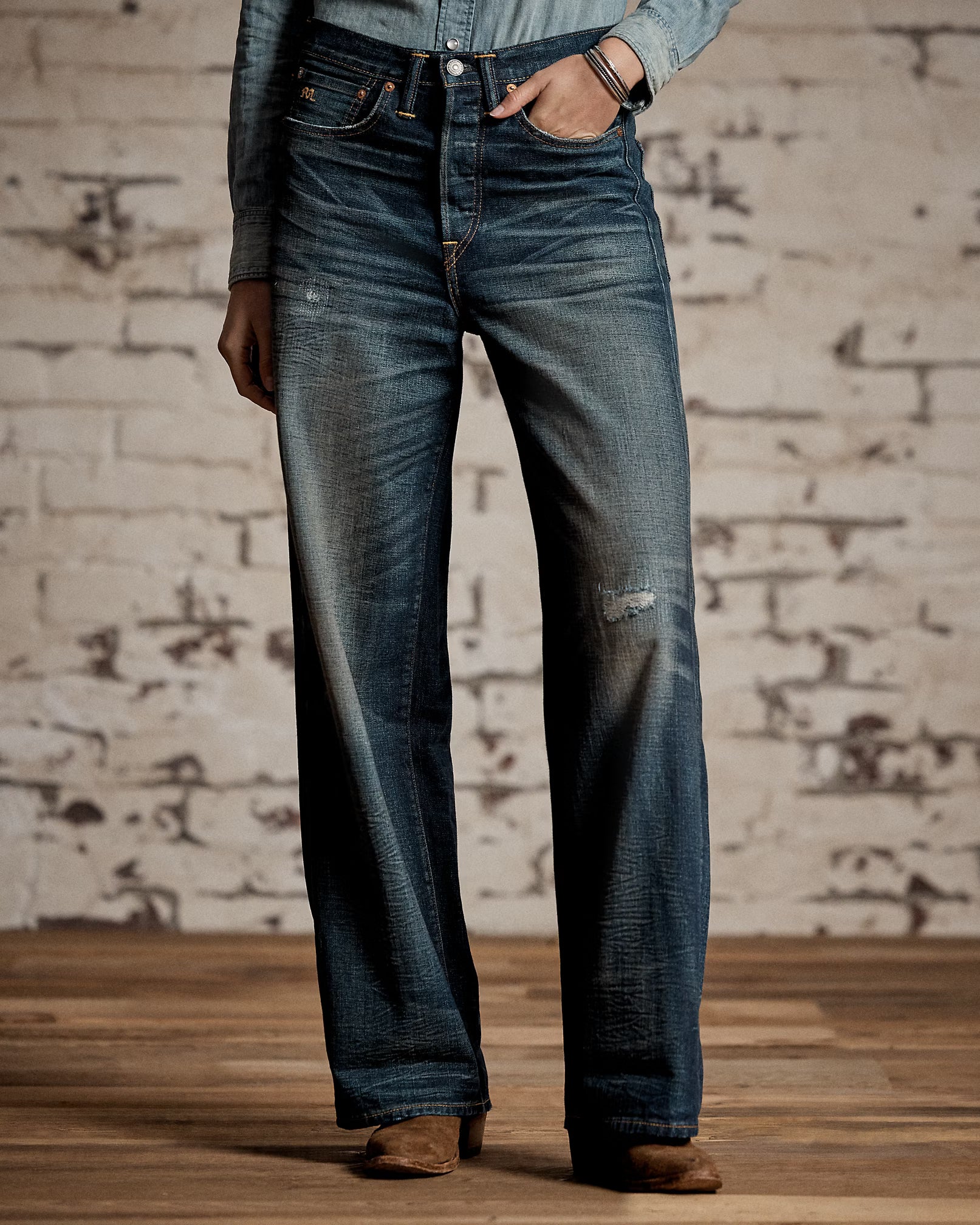 RRL Vintage Wide Fit Distressed Kenley Jean