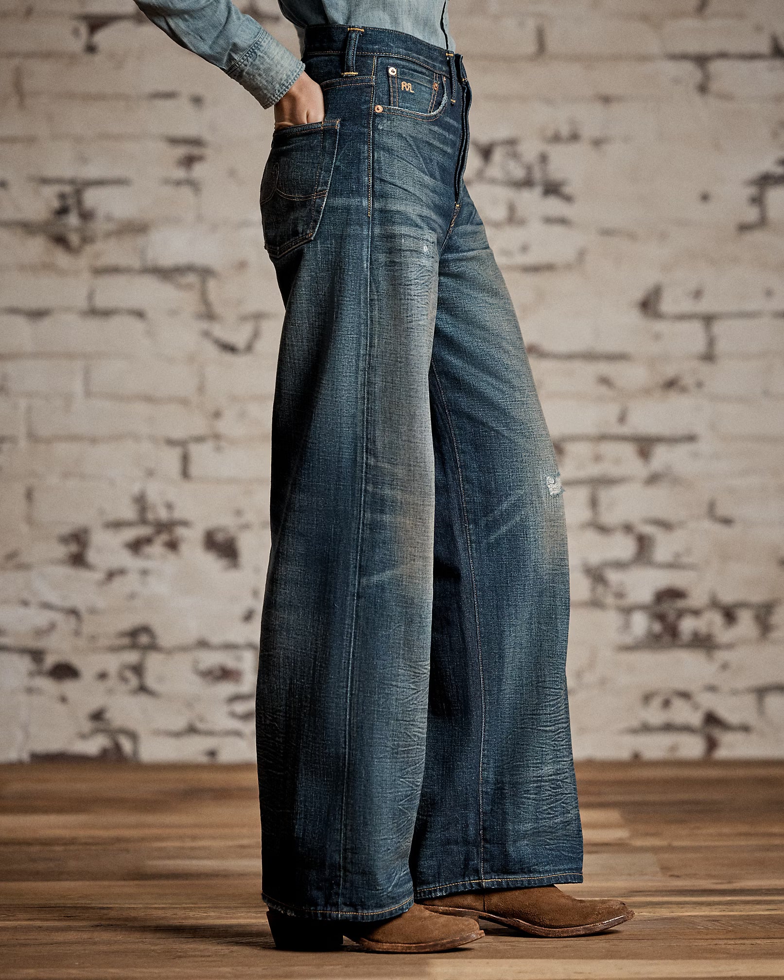 RRL Vintage Wide Fit Distressed Kenley Jean