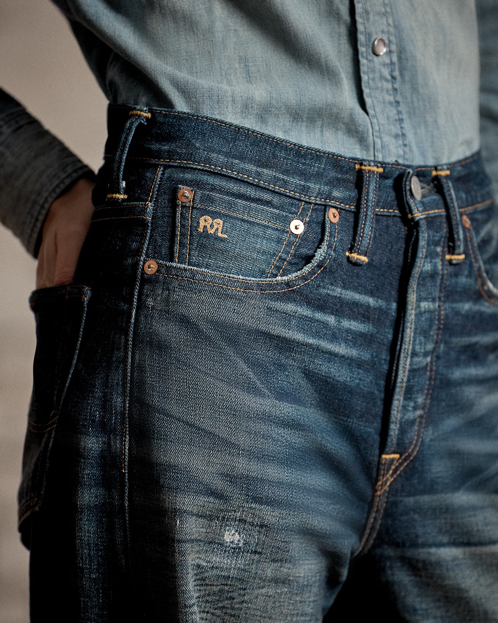 RRL Vintage Wide Fit Distressed Kenley Jean