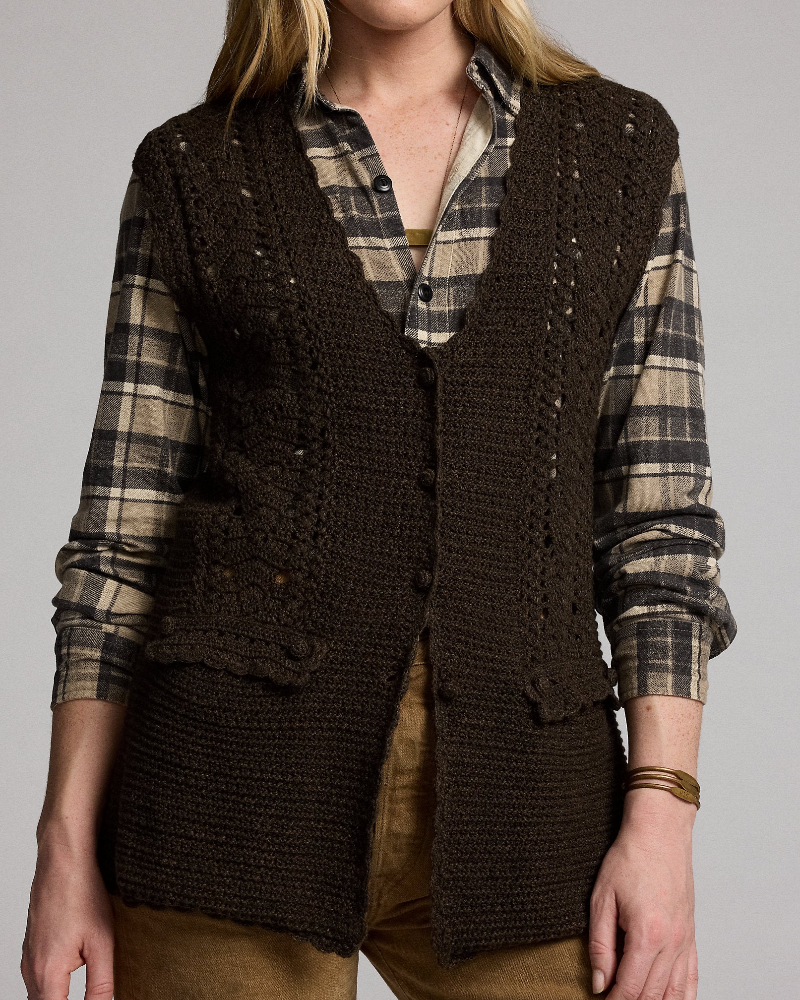 RRL Crochet-Paneled Knit Cotton Vest