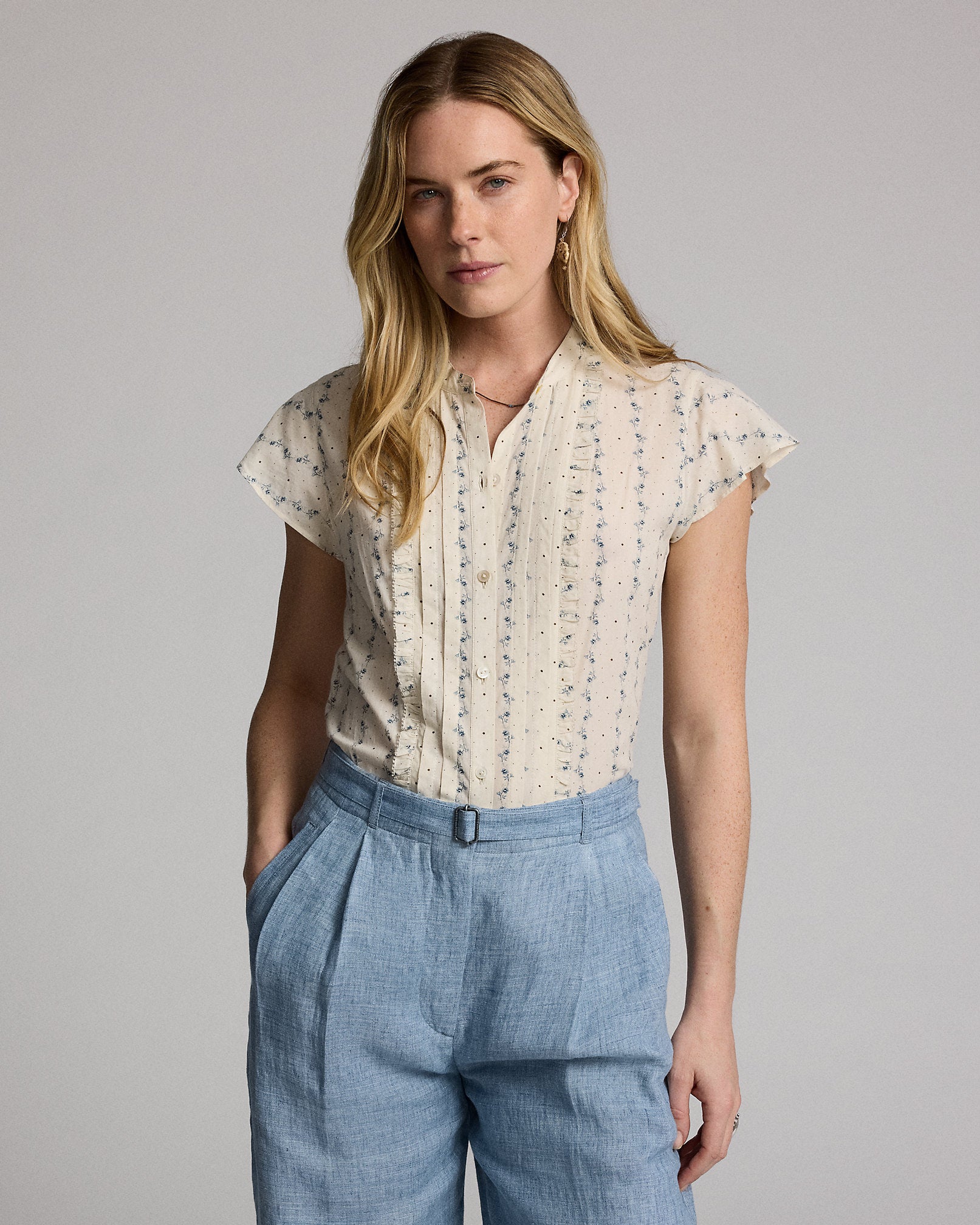 RRL Floral-Print Cotton Voile Blouse