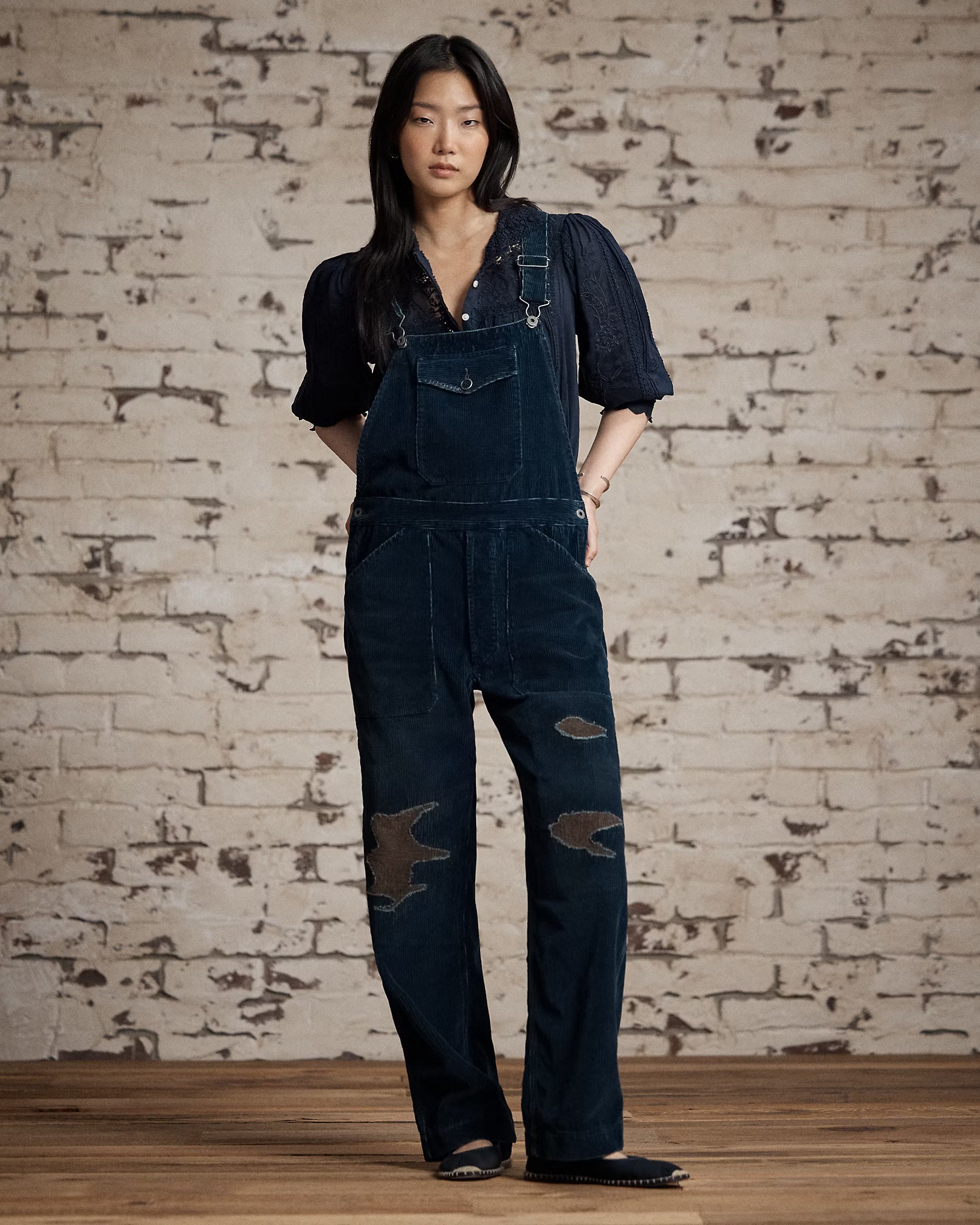 RRL Repaired Indigo Corduroy Overall