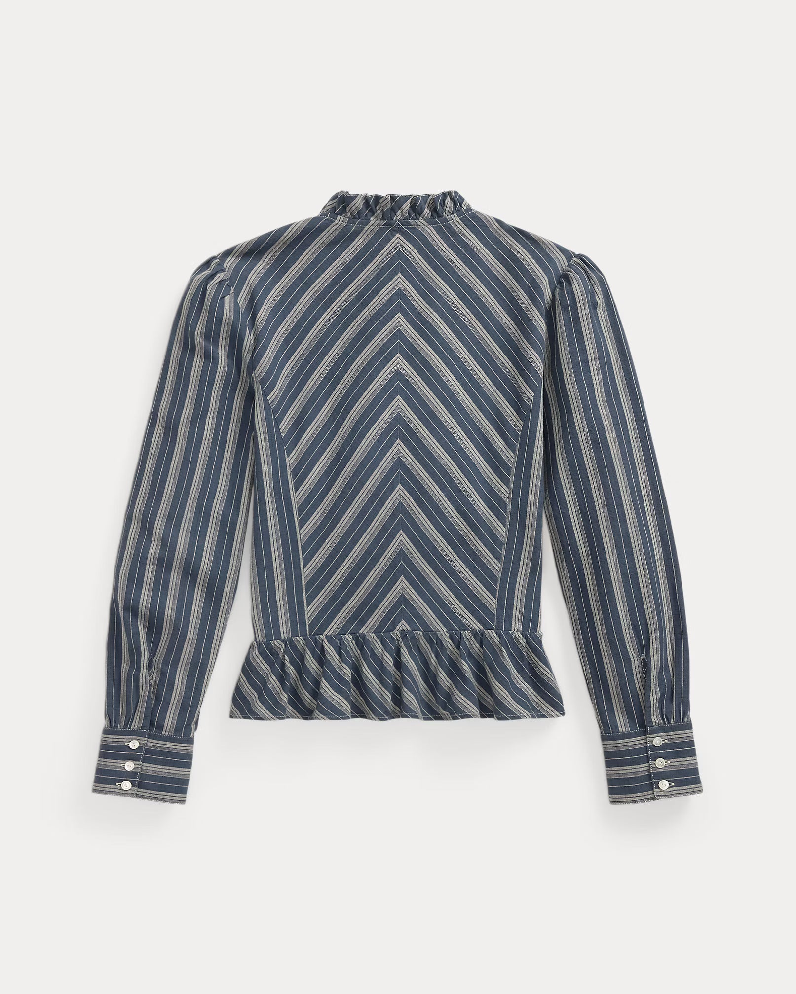 RRL Ruffle-Trim Striped Cotton Blouse