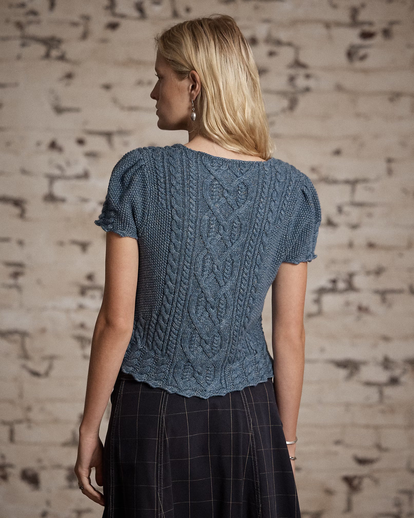 RRL Linen-Blend Cable-Knit Top