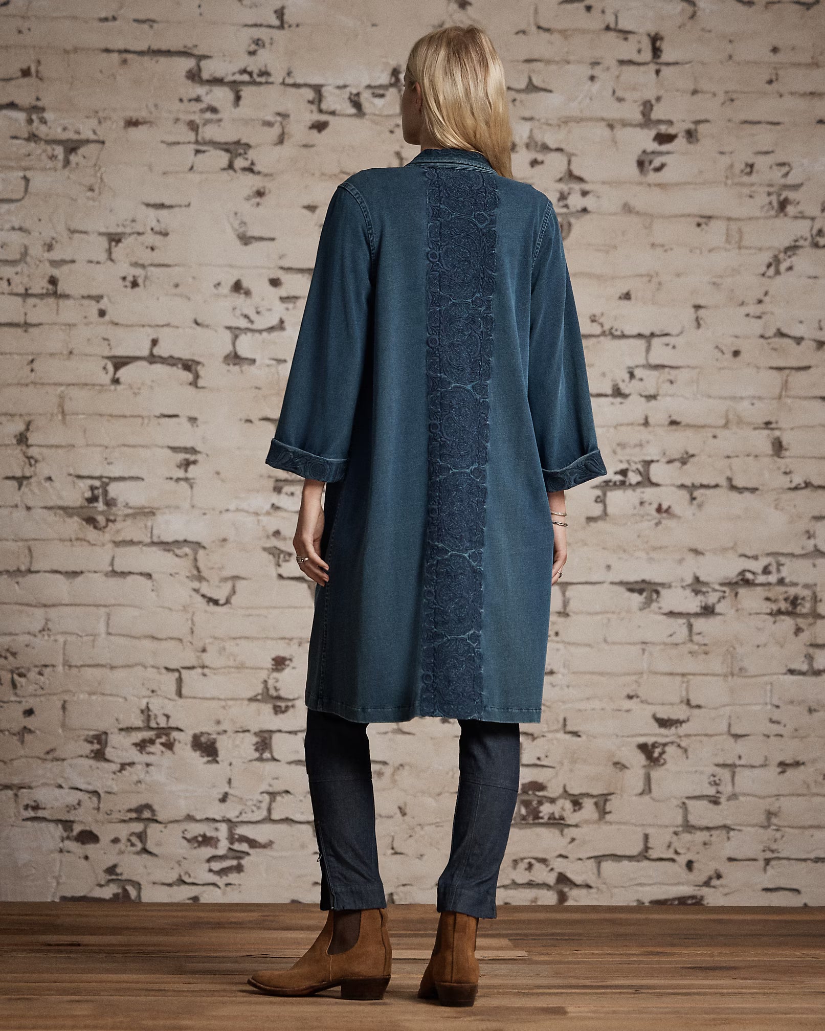 RRL Embroidered Indigo Jersey Duster