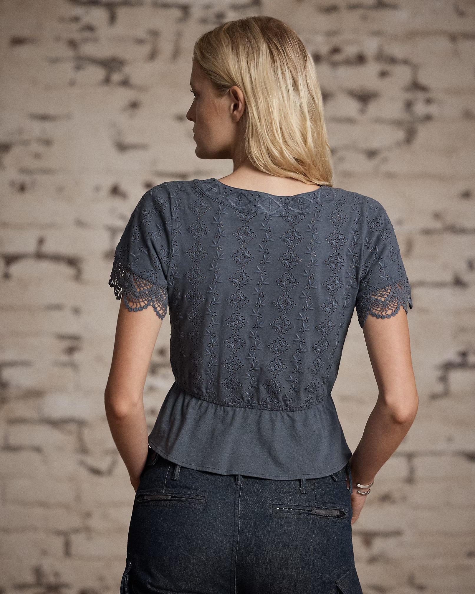 RRL Embroidered Cotton-Linen Jersey Top