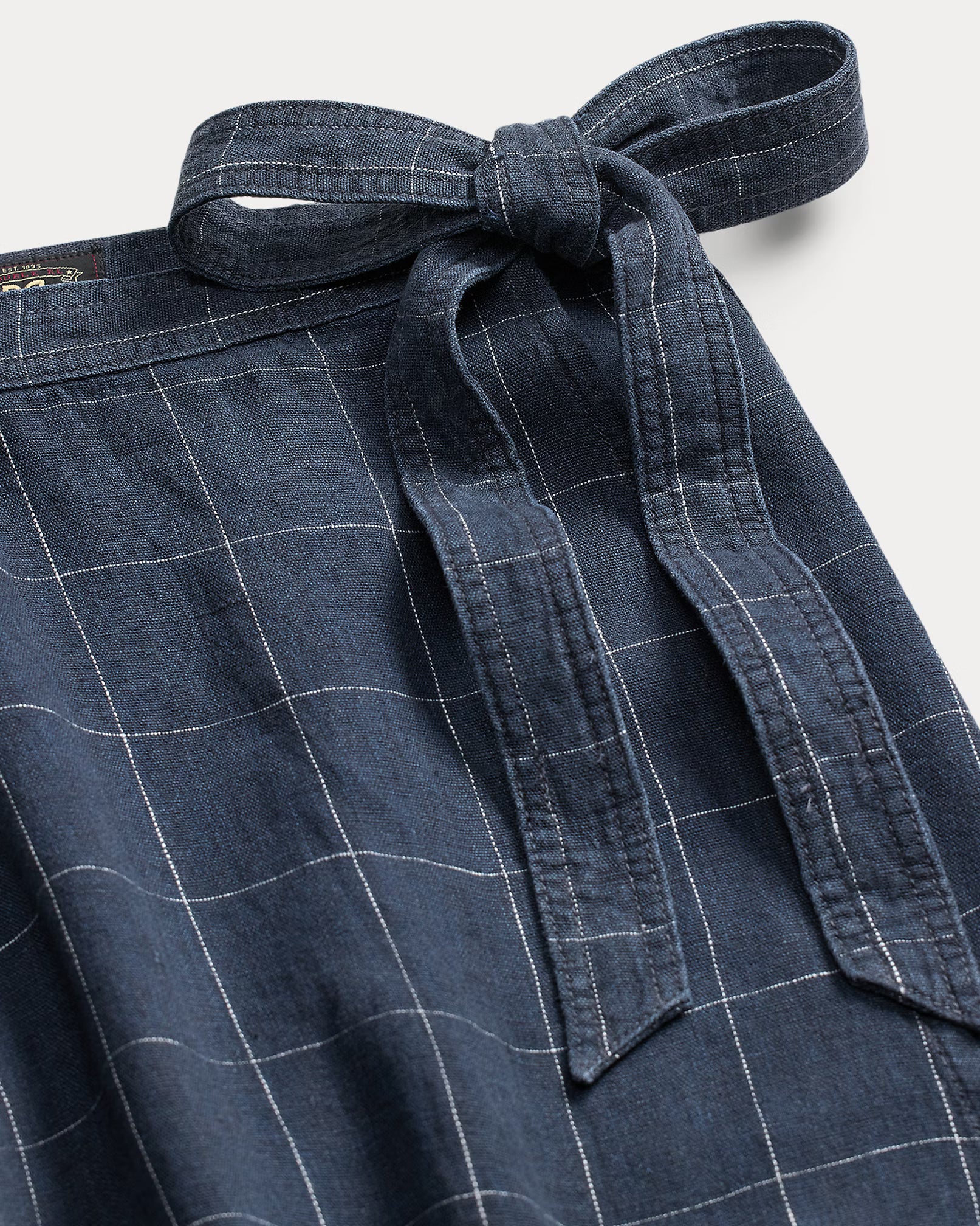 RRL Indigo Windowpane Linen Wrap Skirt