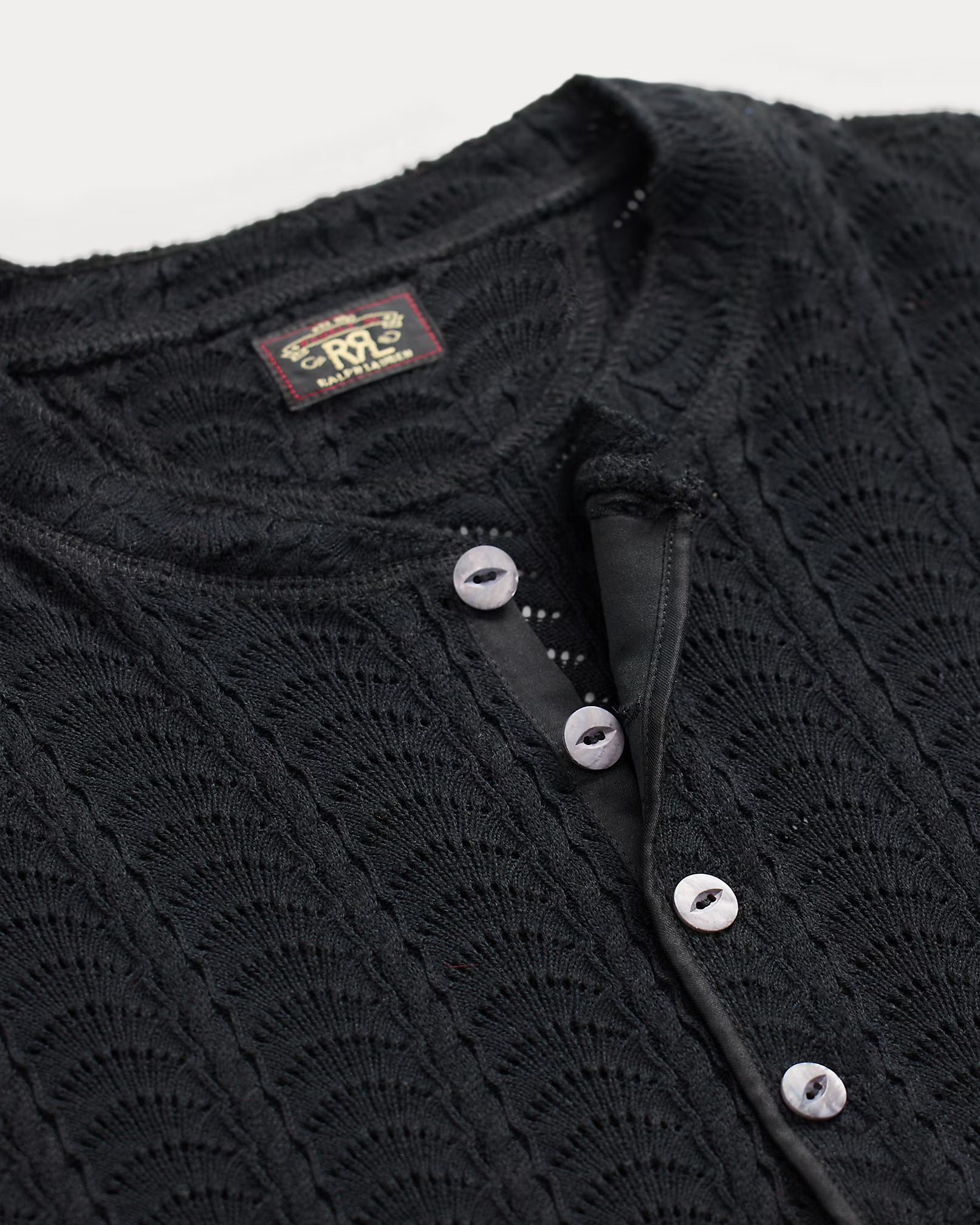 RRL Cotton Pointelle Henley Shirt