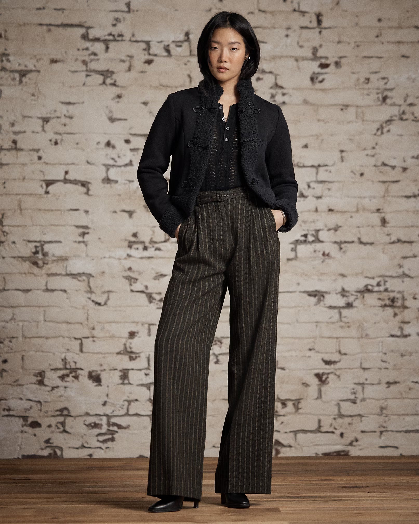 RRL Cotton Pointelle Henley Shirt