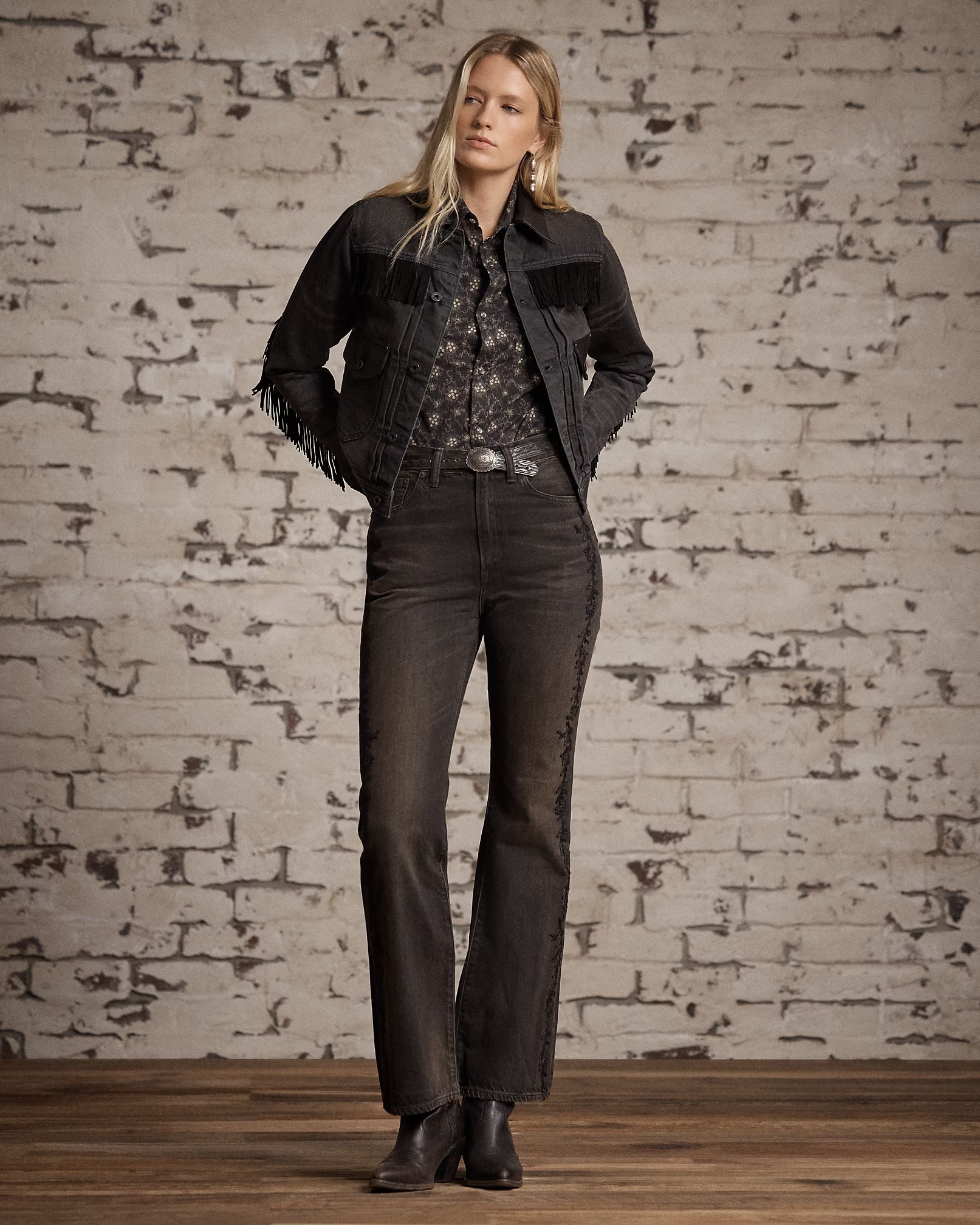 RRL Suede-Trim Denim Jacket