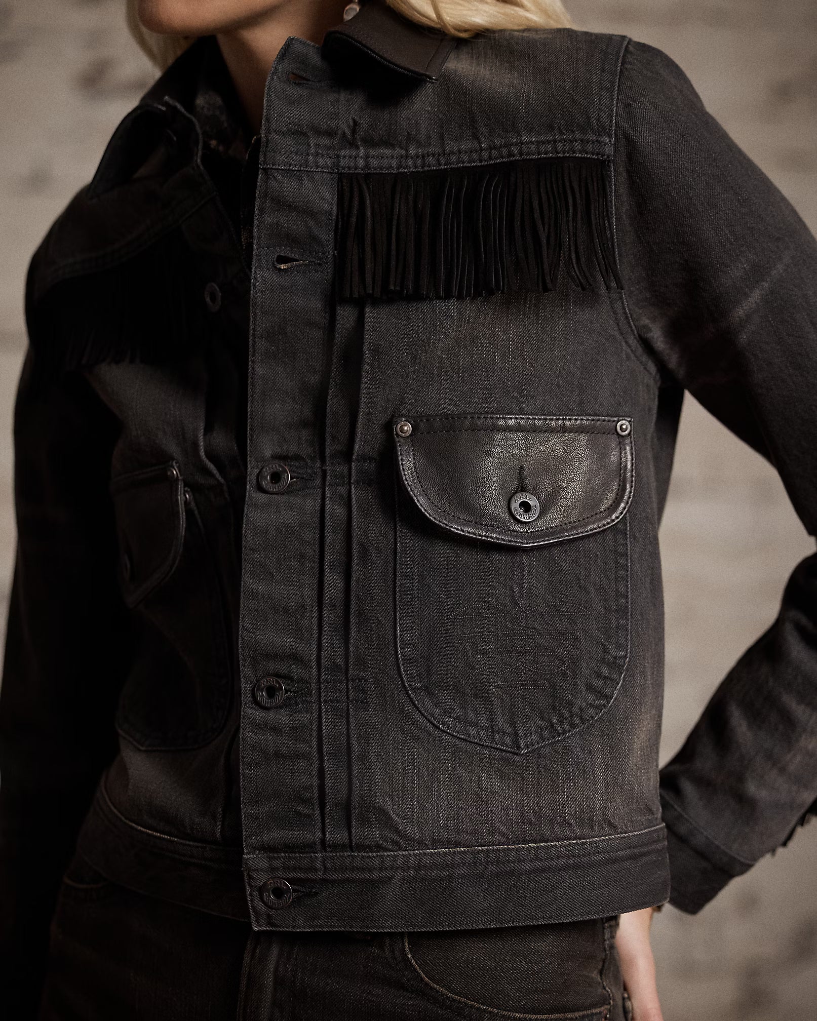 RRL Suede-Trim Denim Jacket