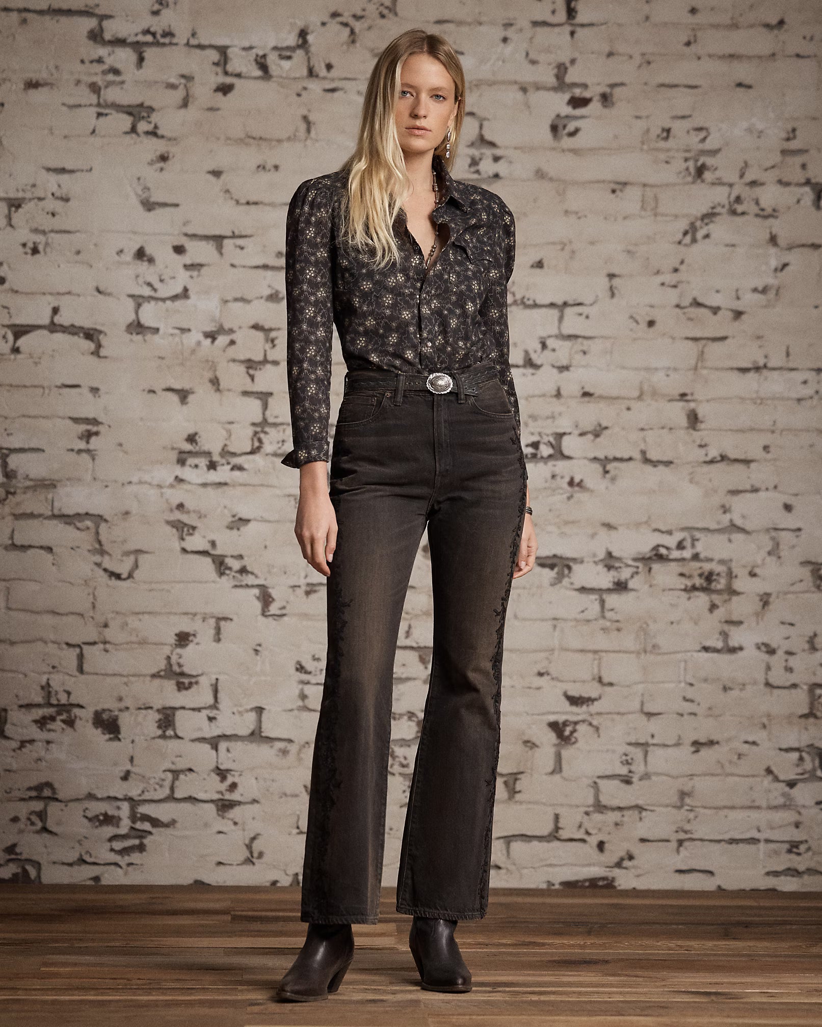 RRL Floral-Print Cotton Western Shirt