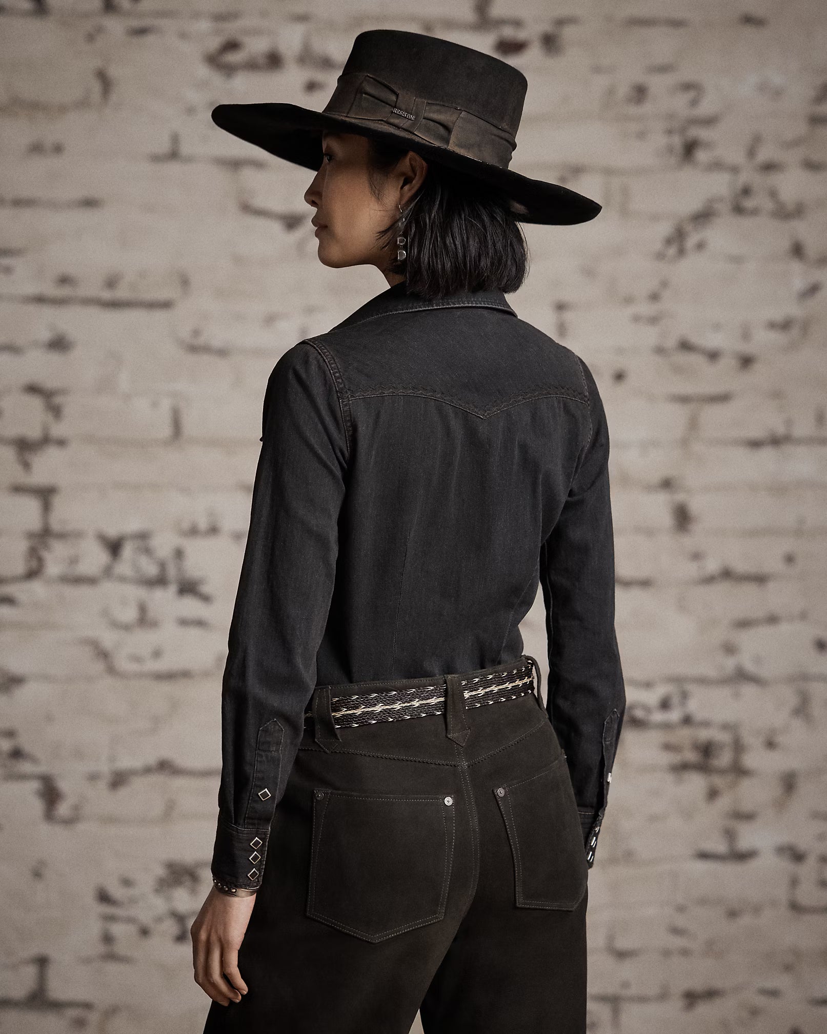 RRL Embroidered Denim Western Shirt