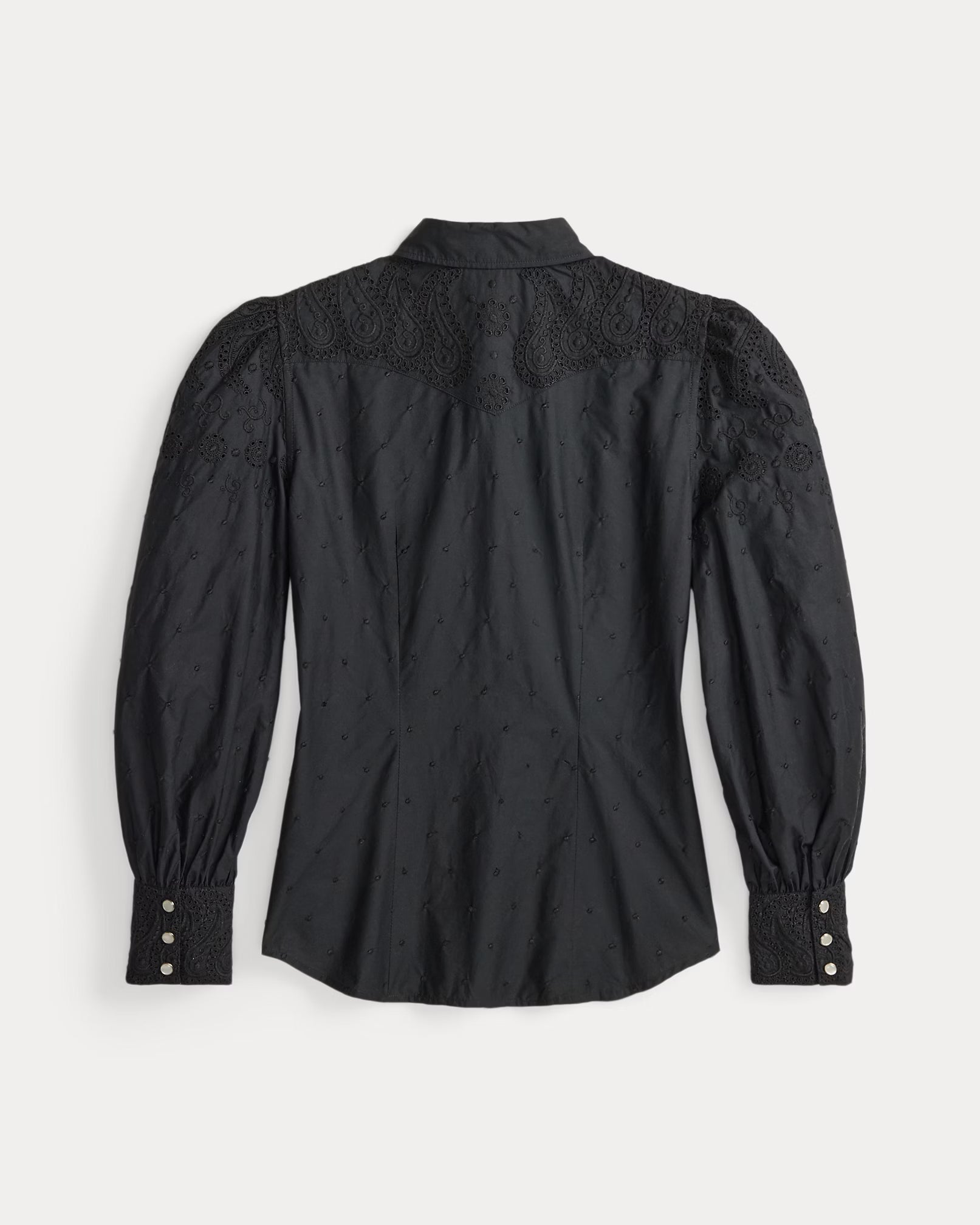 Embroidered Cotton Bib-Front Blouse
