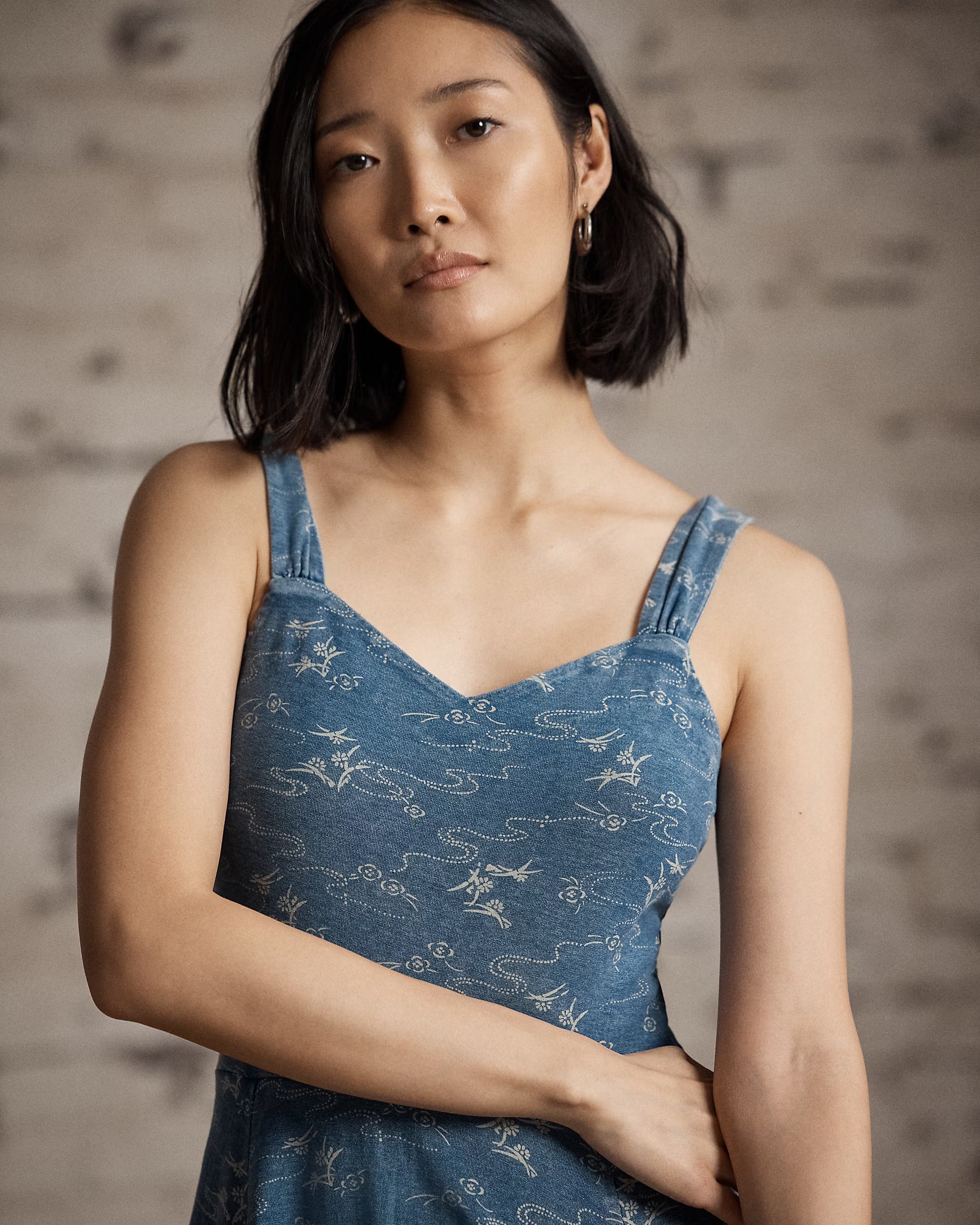RRL Indigo Print Cotton Jersey Dress