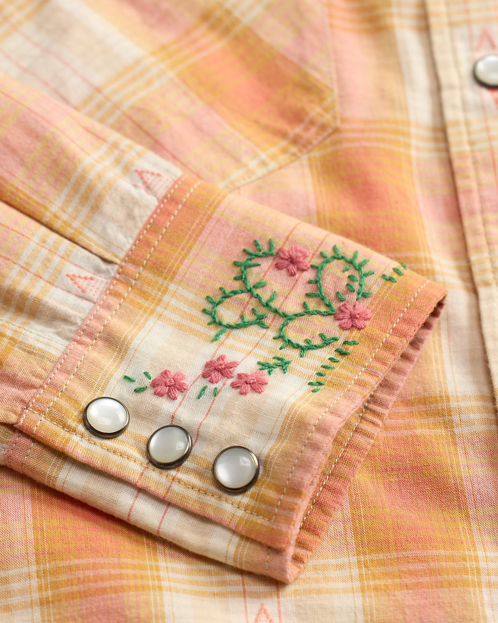 RRL Hand-Embroidered Plaid Western Shirt