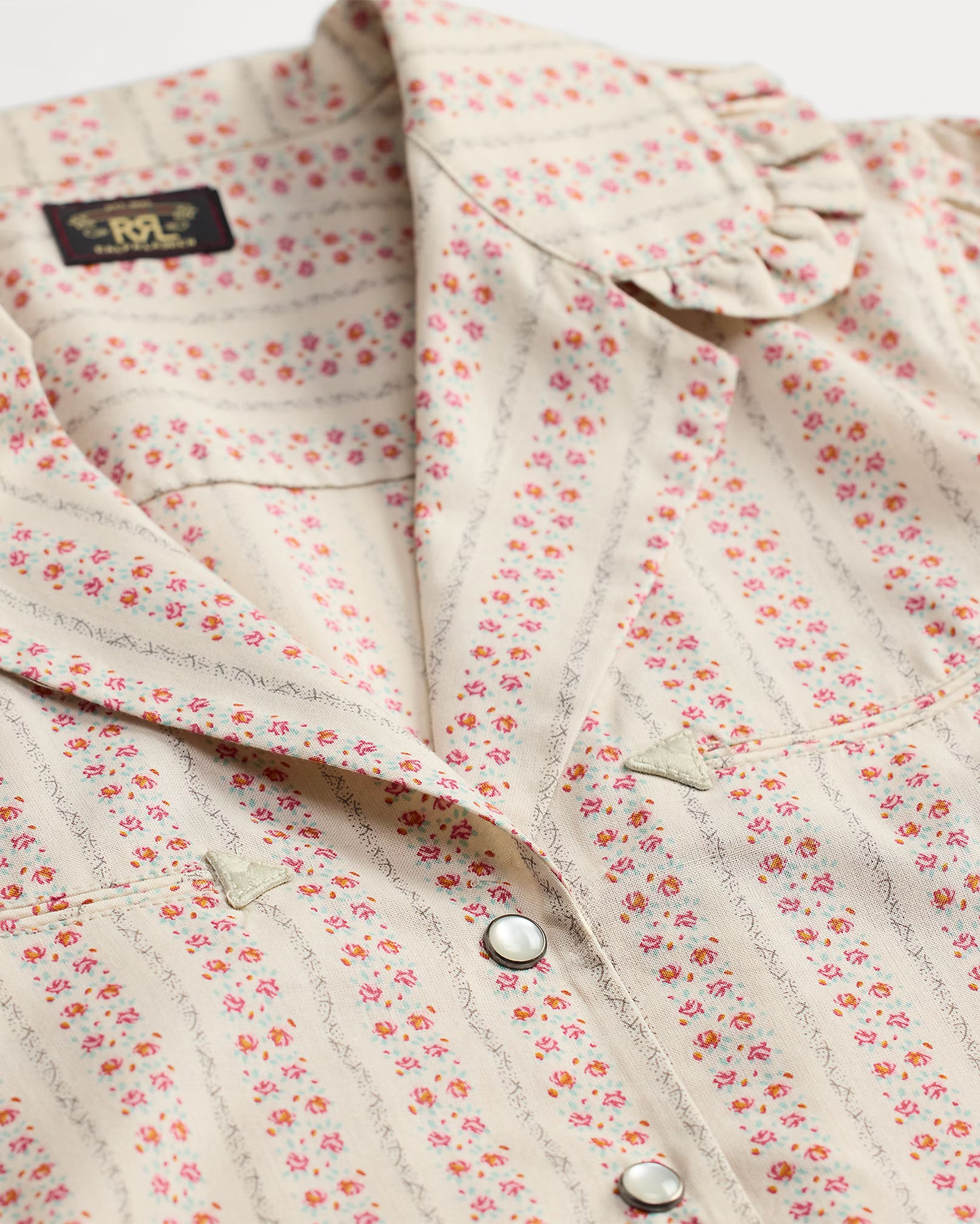 RRL Floral-Print Cotton Tie-Back Blouse