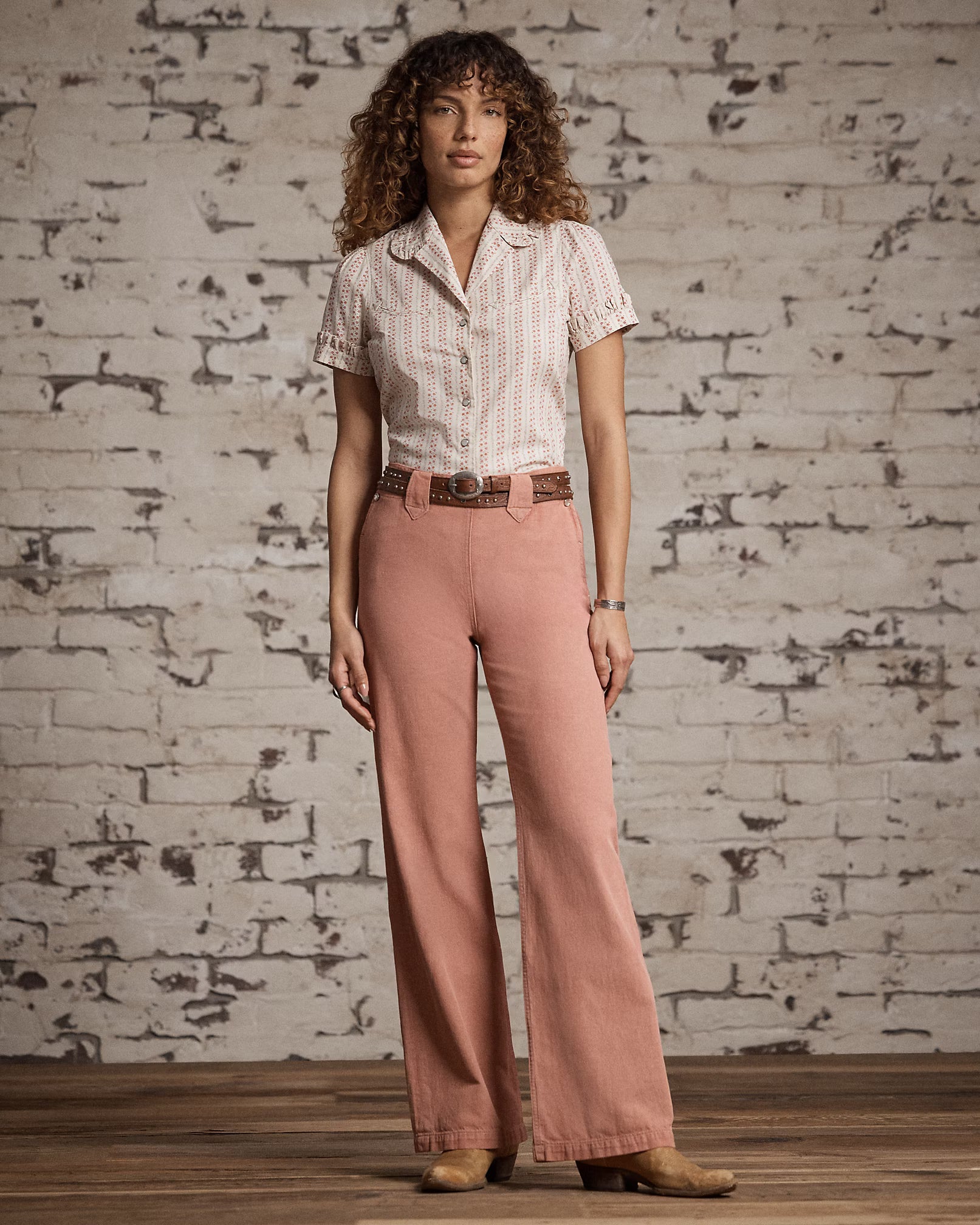 RRL Floral-Print Cotton Tie-Back Blouse