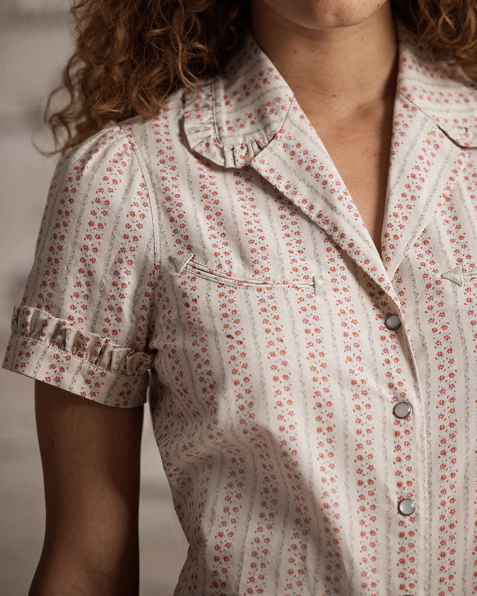 RRL Floral-Print Cotton Tie-Back Blouse