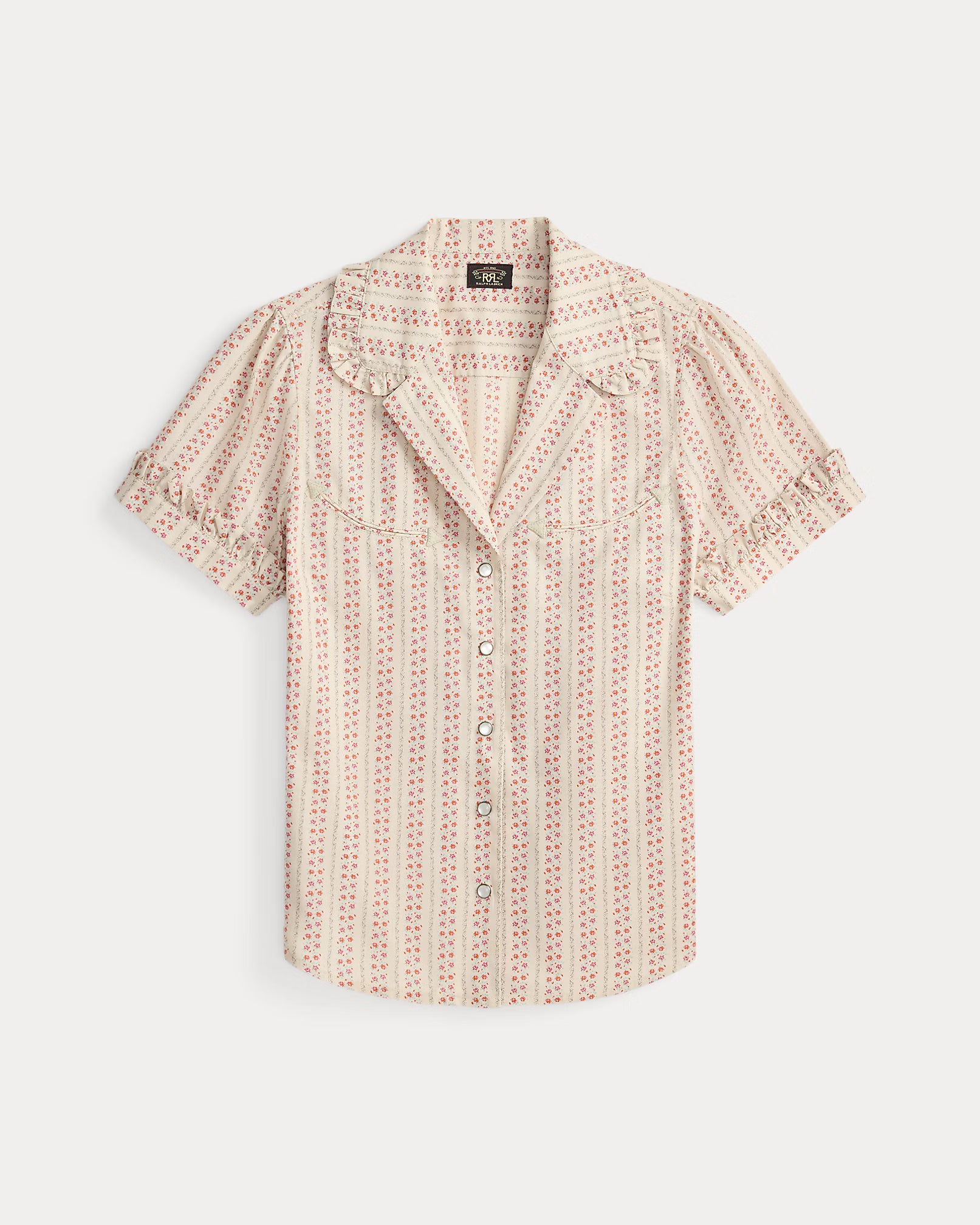 RRL Floral-Print Cotton Tie-Back Blouse