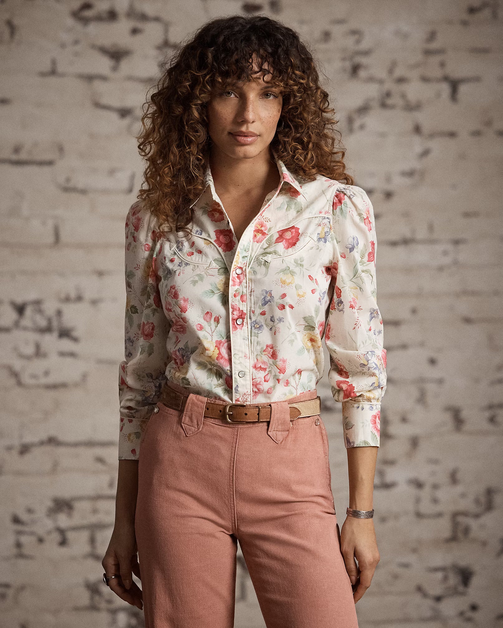 RRL Floral Cotton Voile Western Blouse