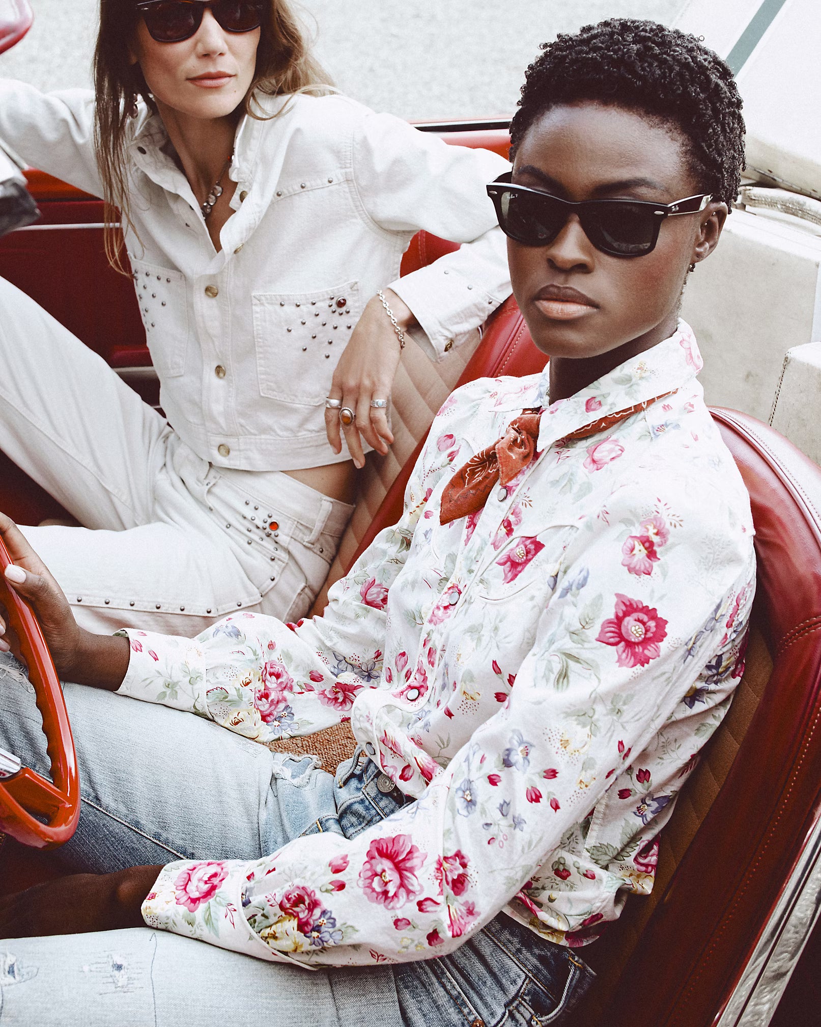 RRL Floral Cotton Voile Western Blouse