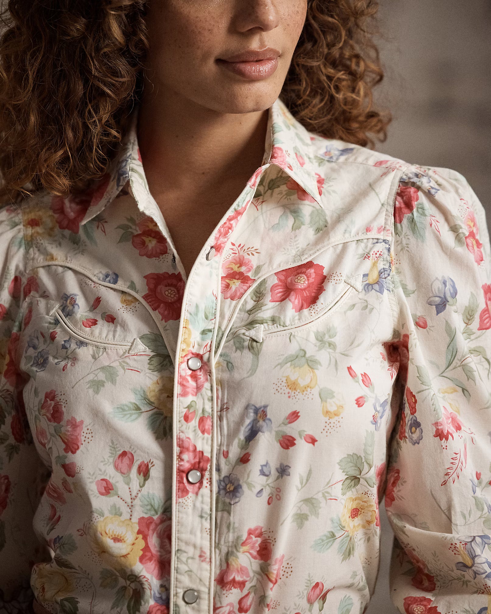 RRL Floral Cotton Voile Western Blouse