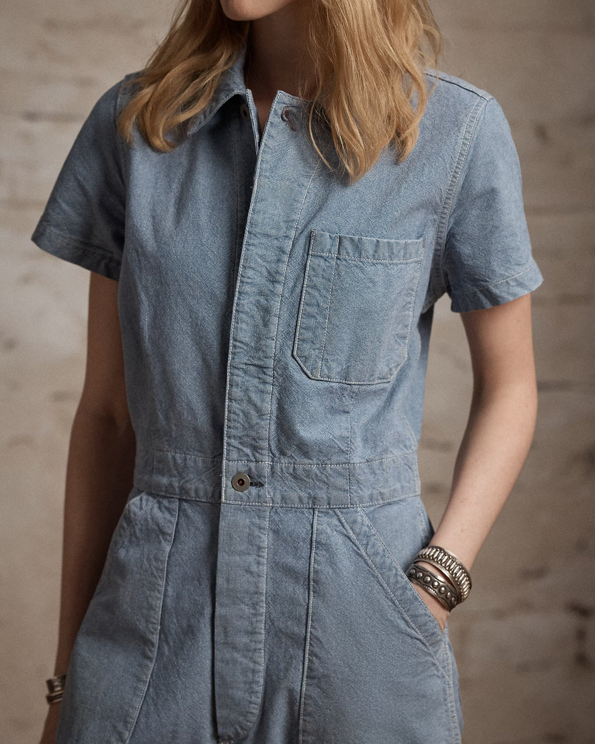 RRL Indigo Pincheck Cotton Coverall